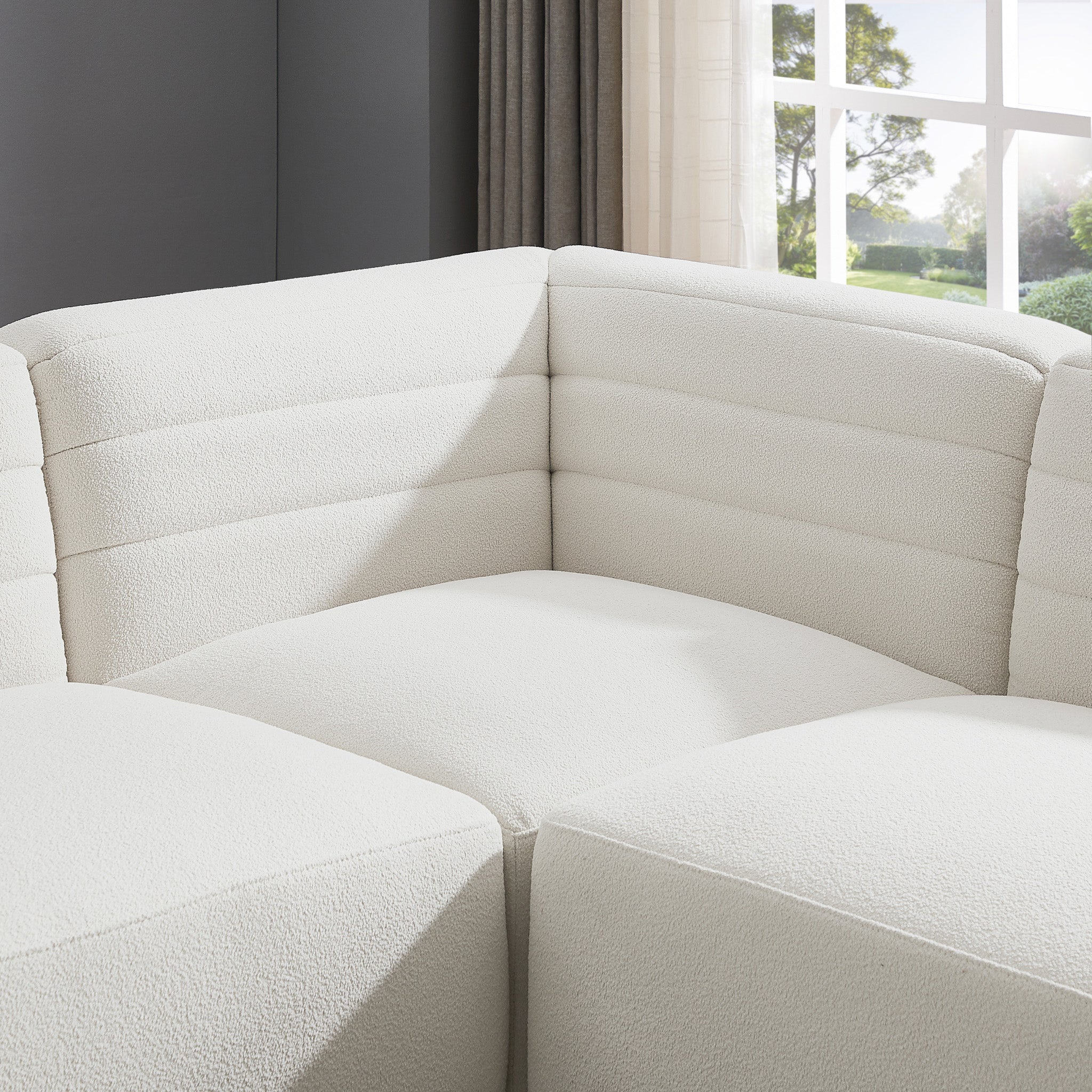 Soho Cream Boucle Corner Sofa with Ottoman