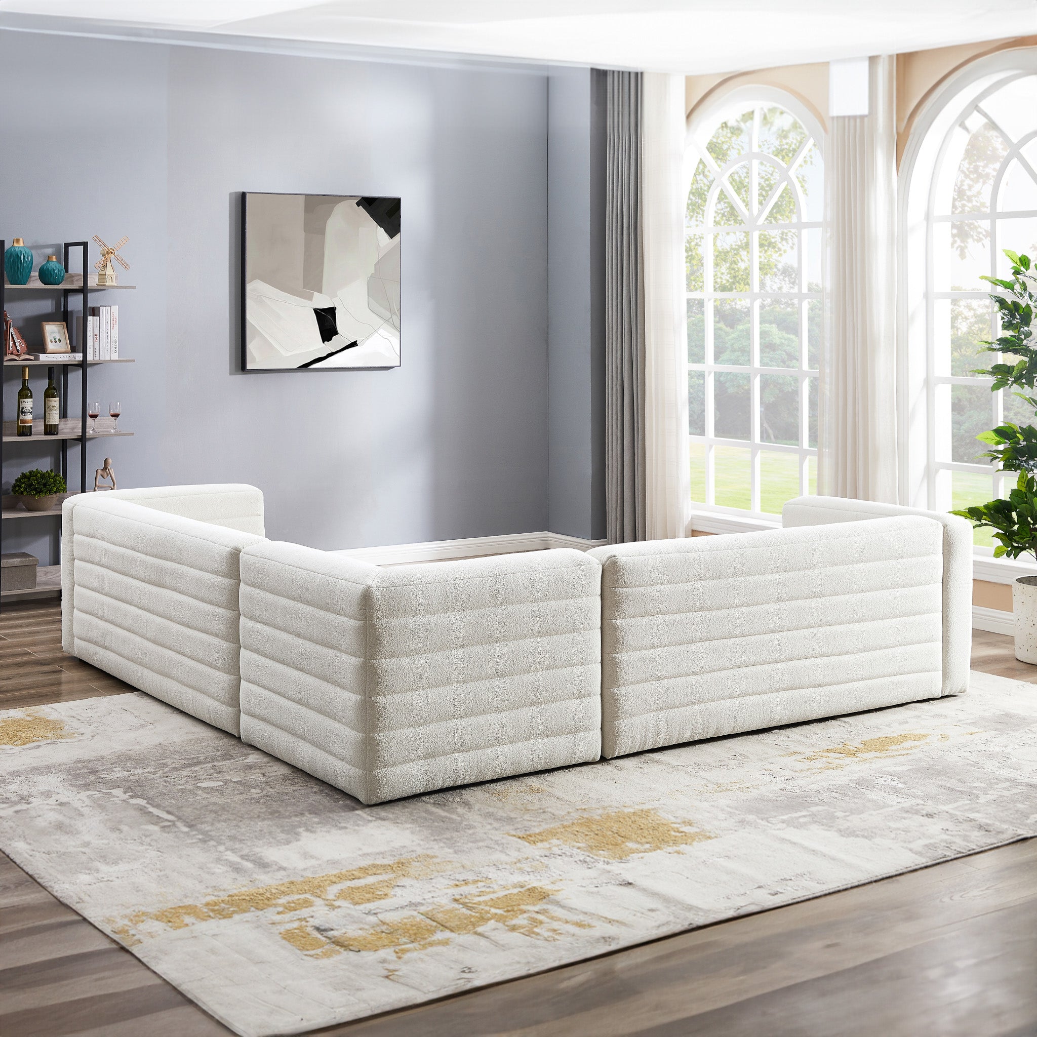 Soho Cream Boucle Corner Sofa with Ottoman