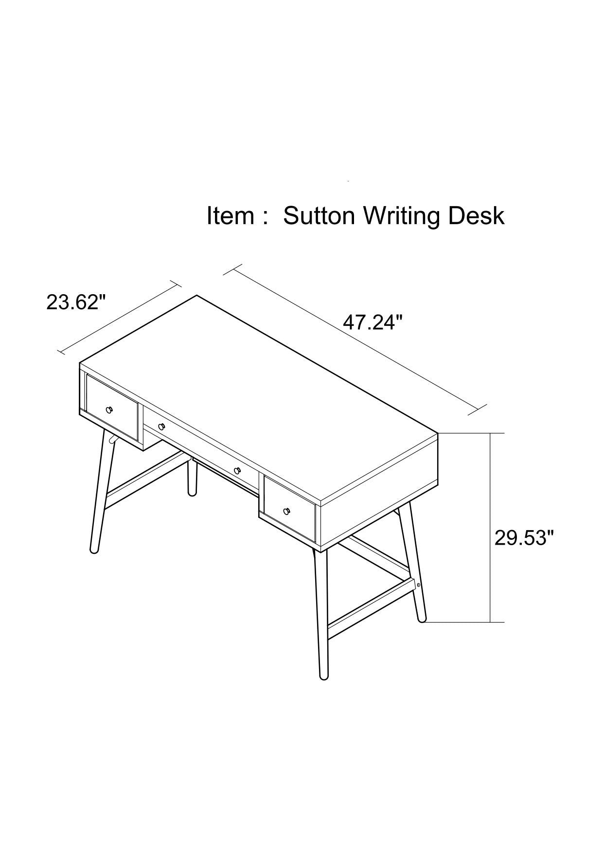 Sutton Mid Century Modern Home Office Desk