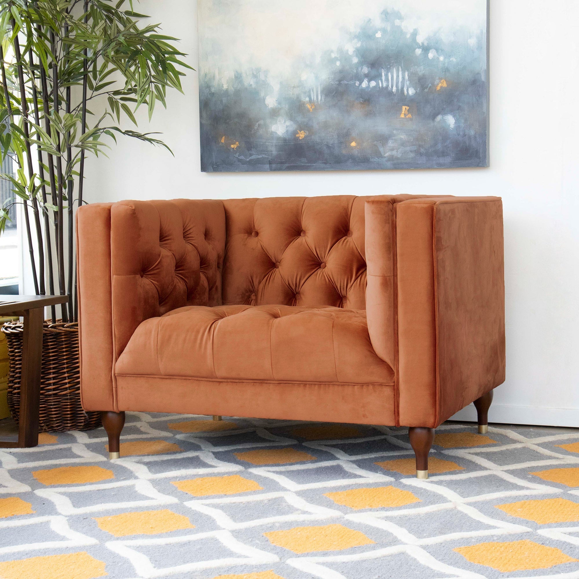 Houston Burnt Orange Velvet Armchair