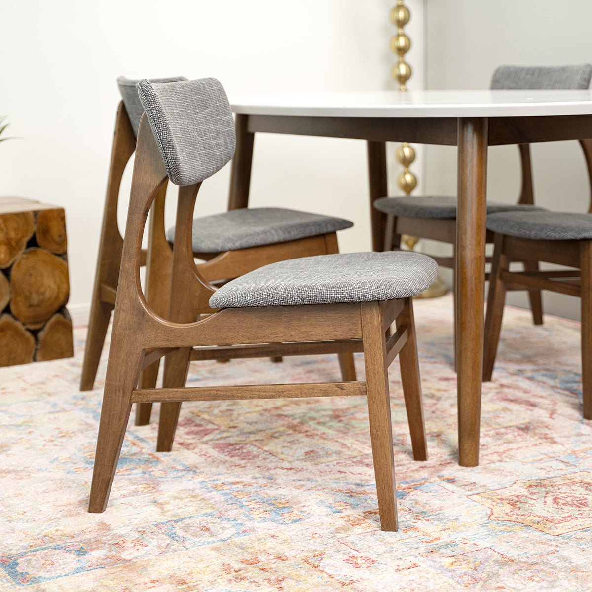 Rixos Walnut Oval Dining Set with 4 Collins Dining Chairs