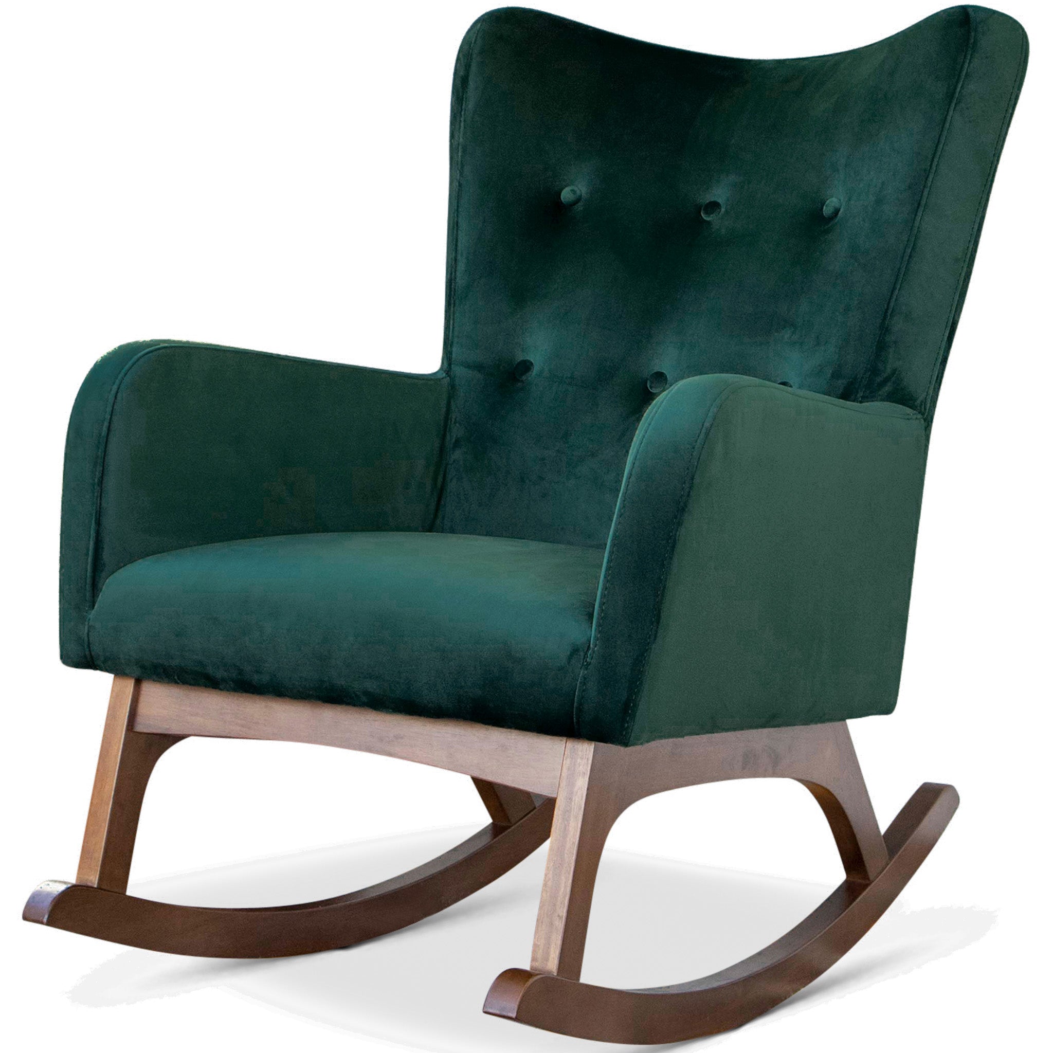 Charlotte Green Velvet Fabric Rocking Chair