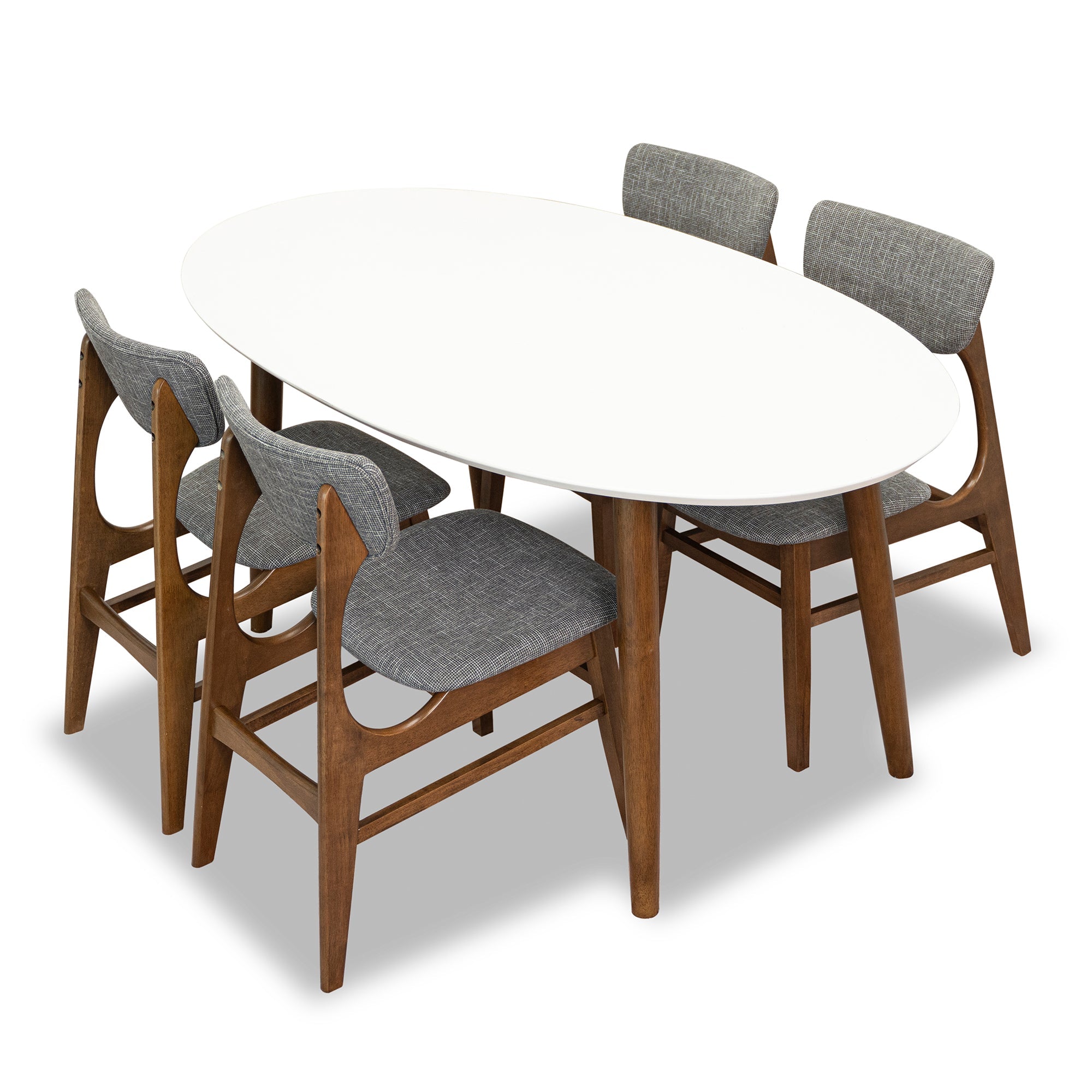 Rixos Walnut Oval Dining Set with 4 Collins Dining Chairs