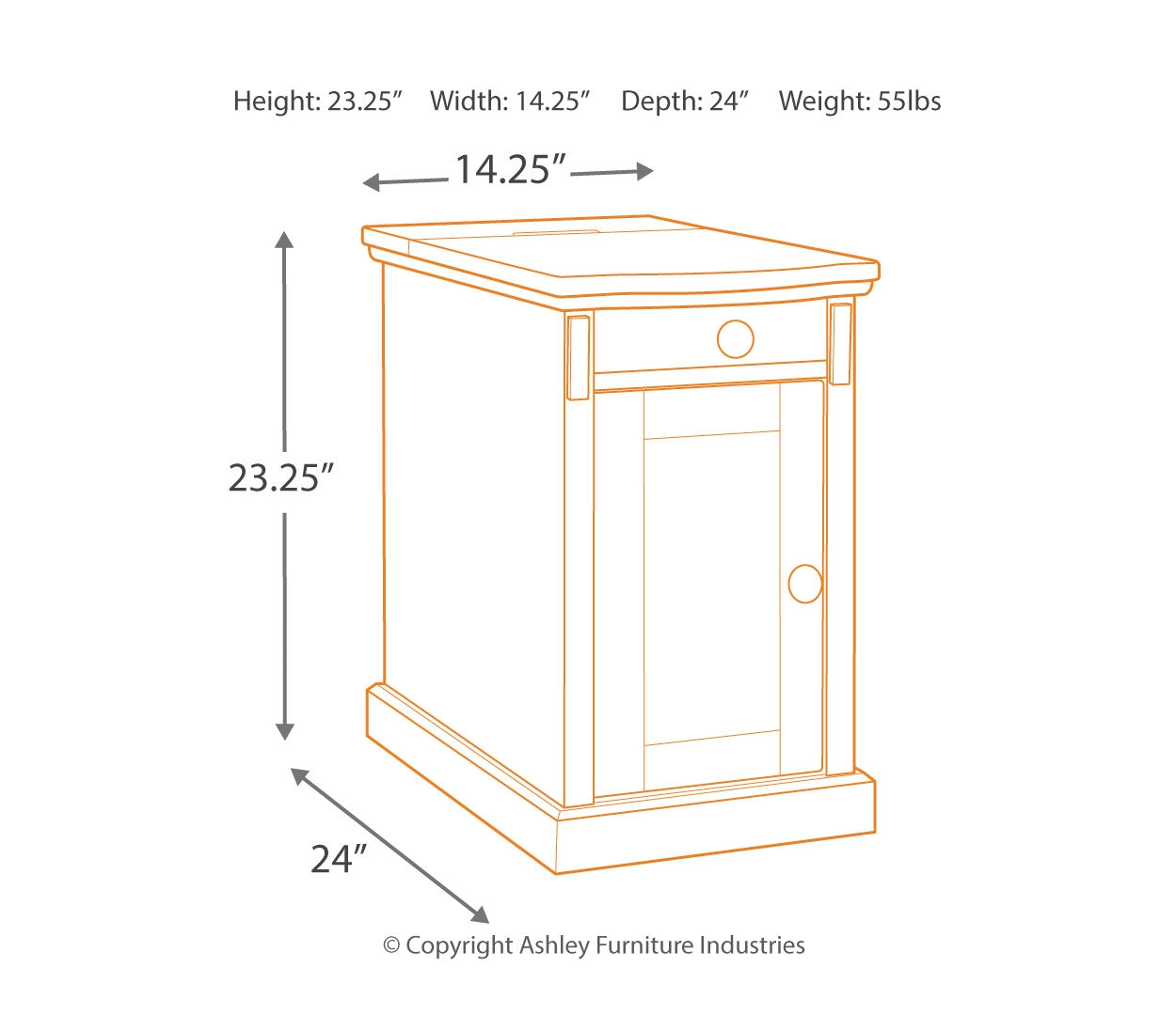 Laflorn Chairside End Table with USB Ports & Outlets