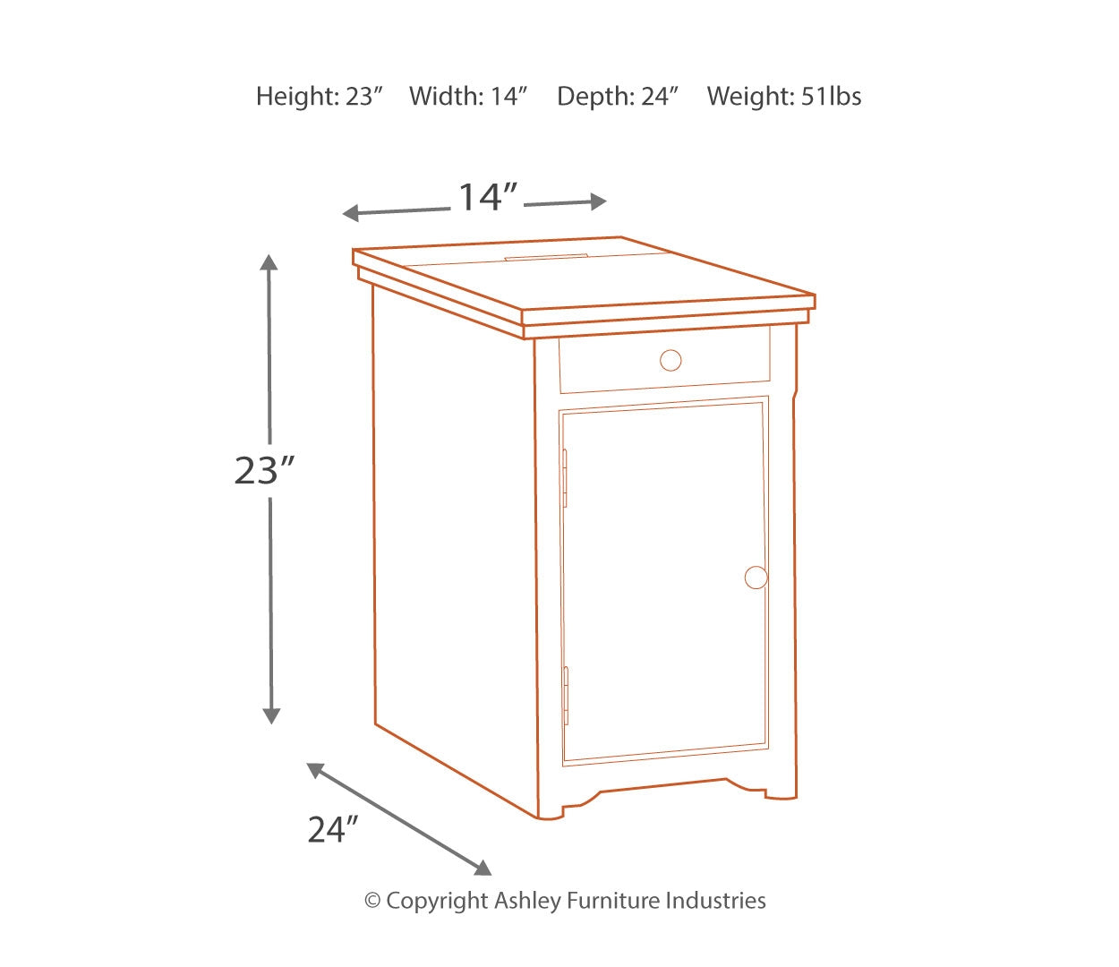 Laflorn Chairside End Table with USB Ports & Outlets