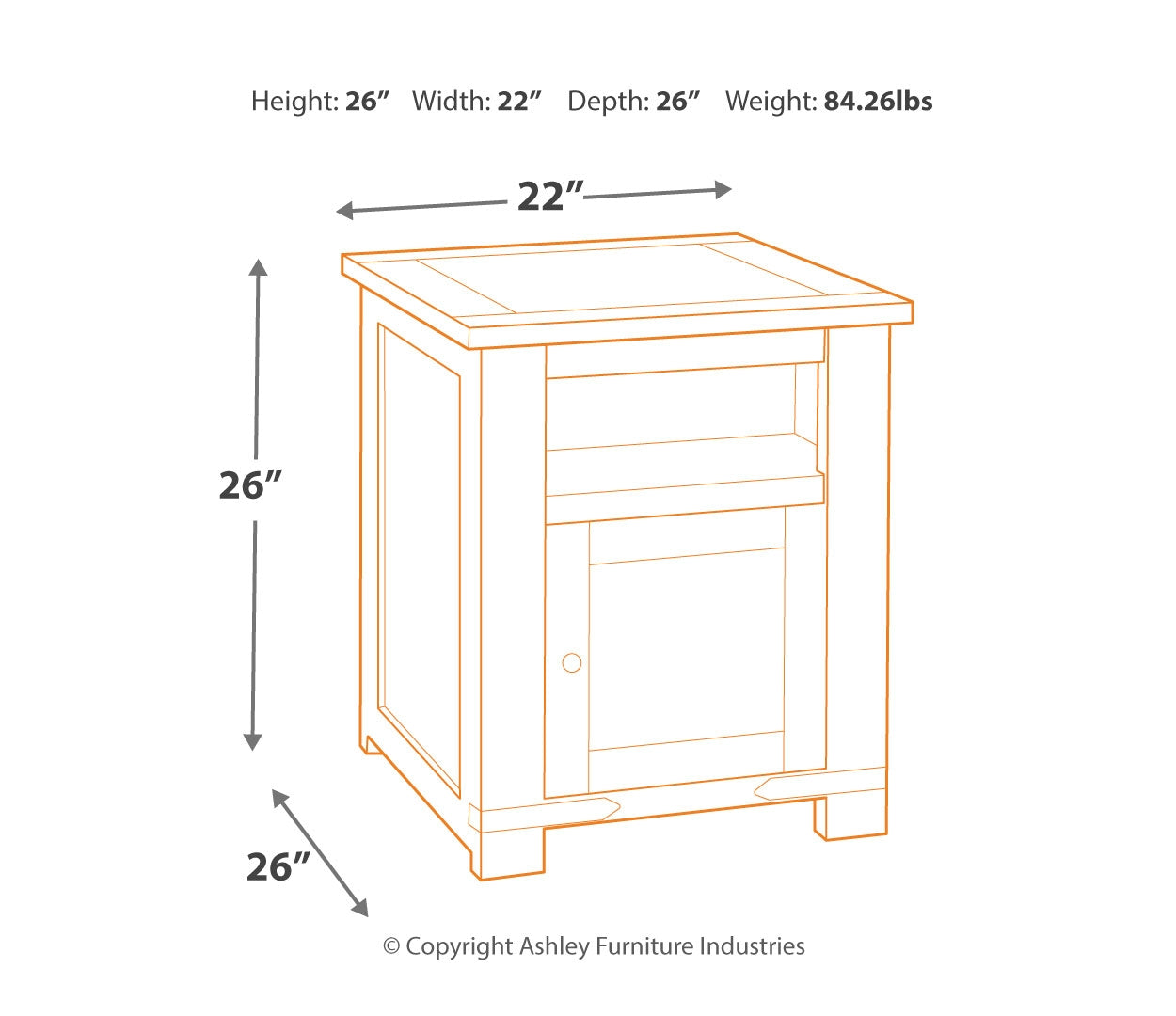 Budmore End Table with USB Ports & Outlets