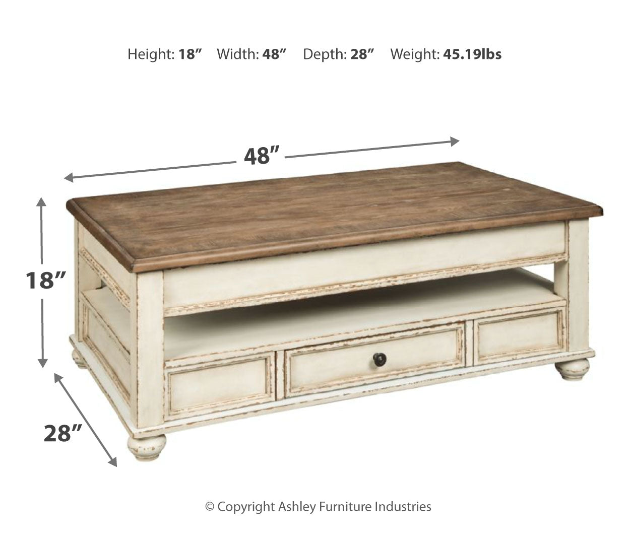 Realyn Coffee Table with 2 End Tables