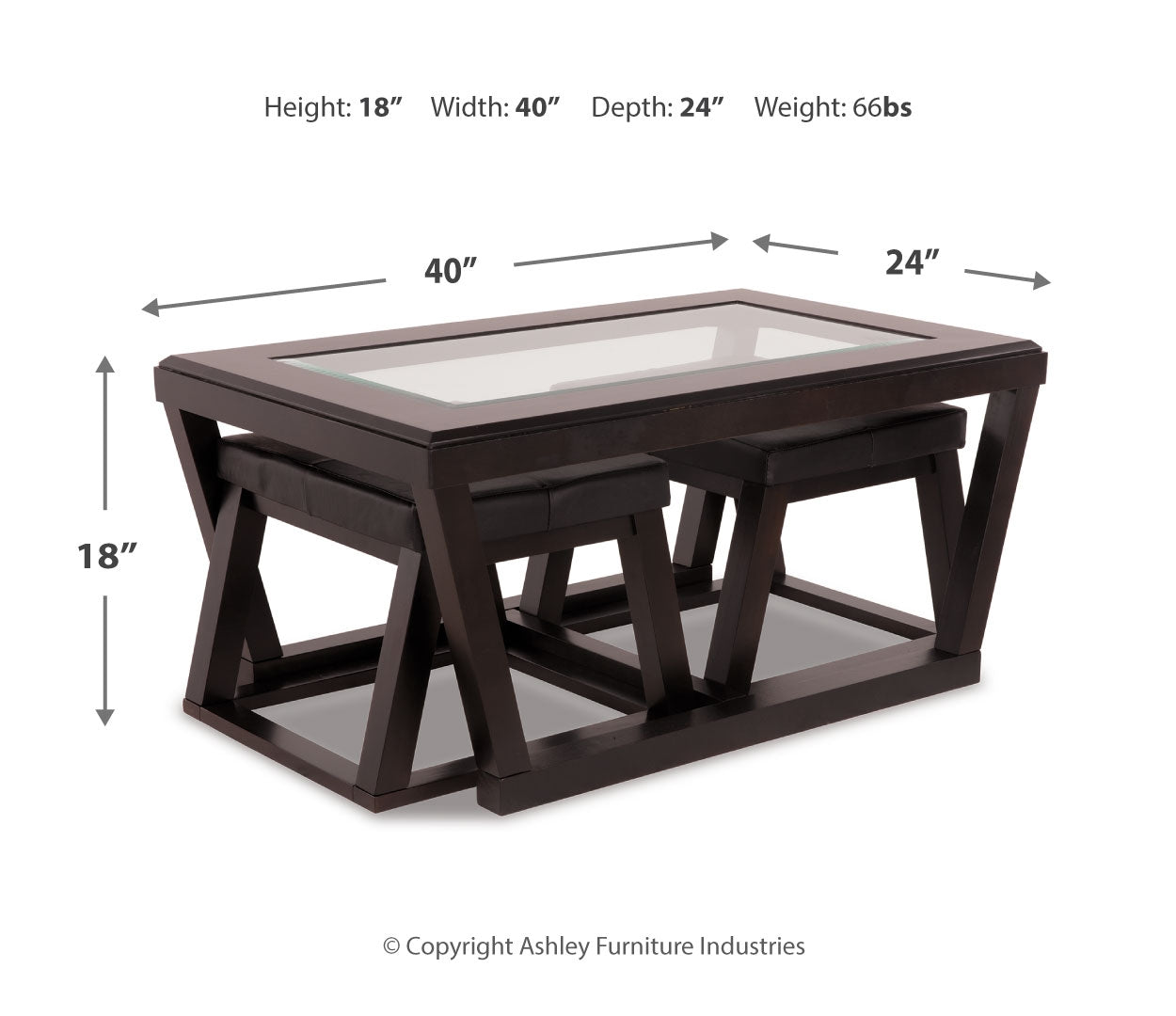 Kelton Coffee Table with Nesting Stools