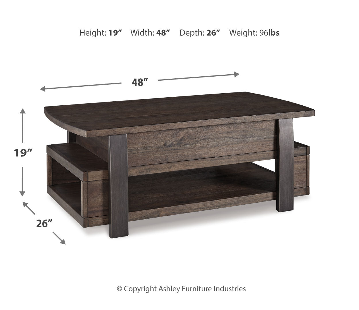 Vailbry Coffee Table with Lift Top