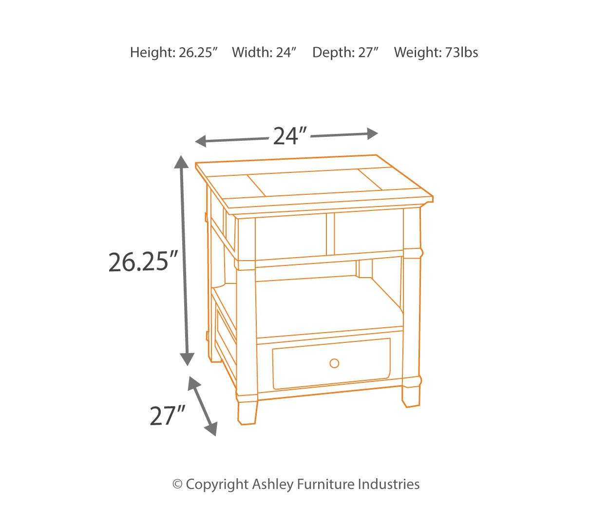 Gately End Table with Storage & Power Outlets