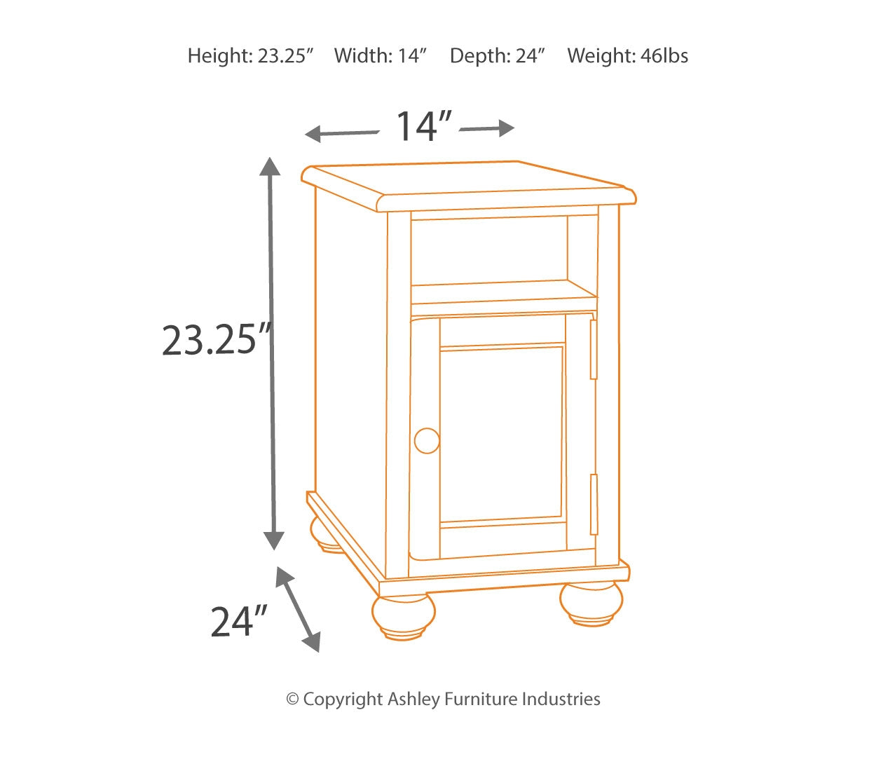 Barilanni Chairside End Table with USB Ports & Outlets