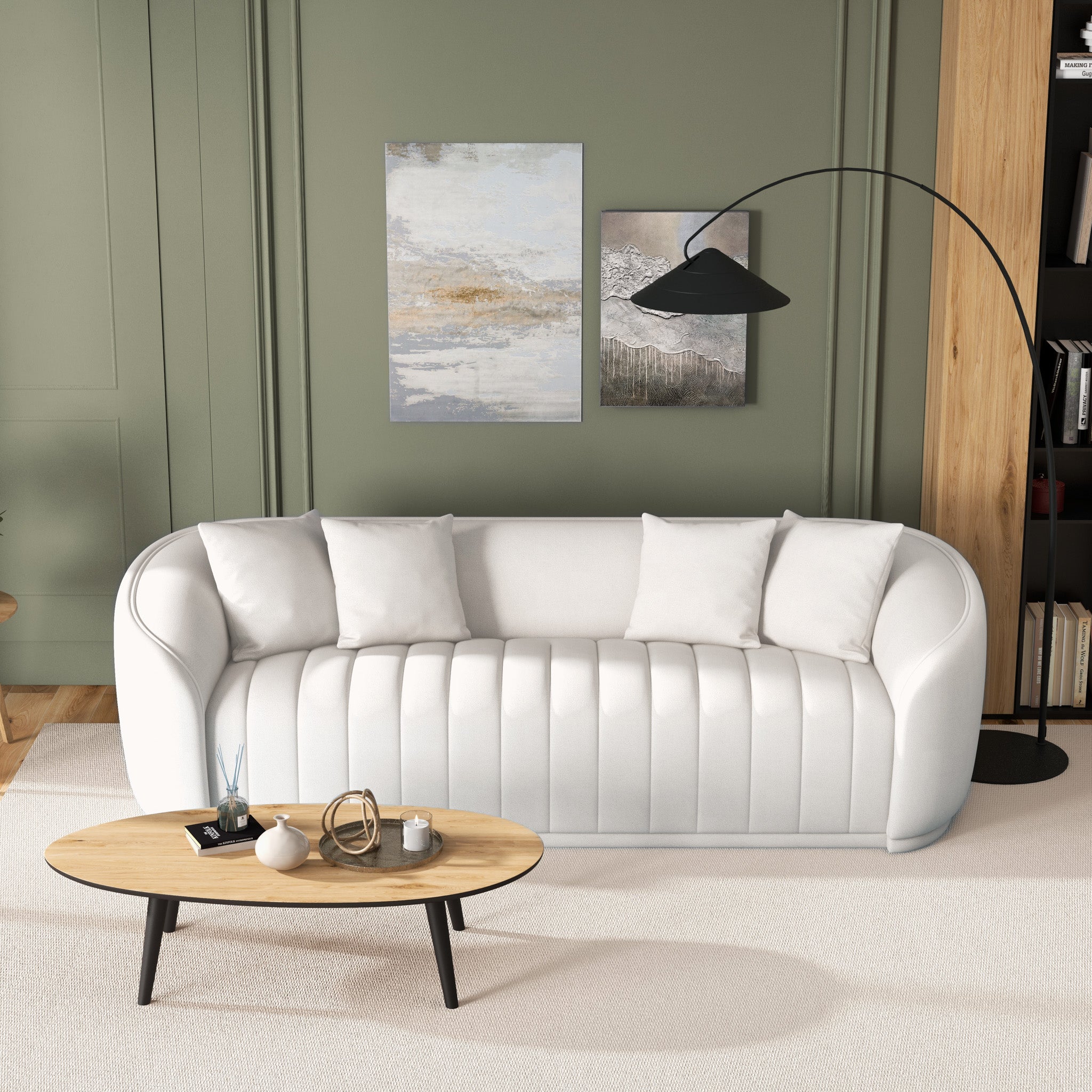 Thrive White Boucle Sofa