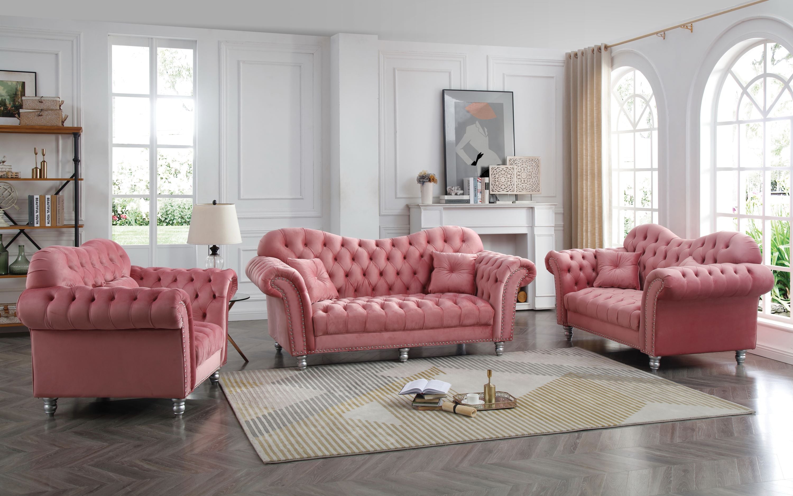 Maevis Living Room Set, Sofa Loveseat Armchair