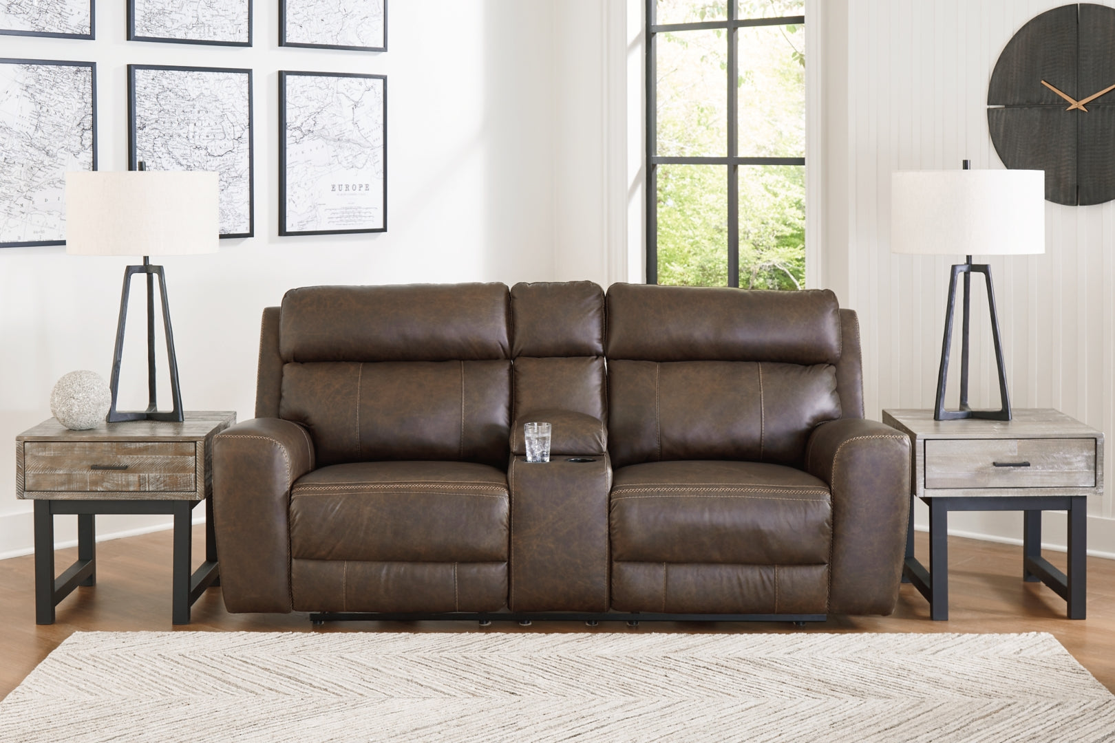 Roman Power Reclining Loveseat with Console