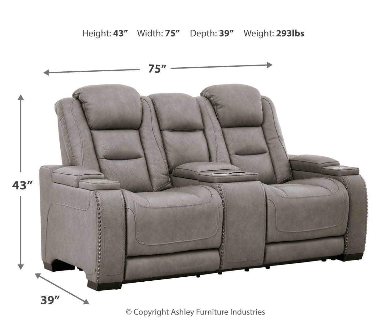 The Man-Den Power Reclining Loveseat with Console