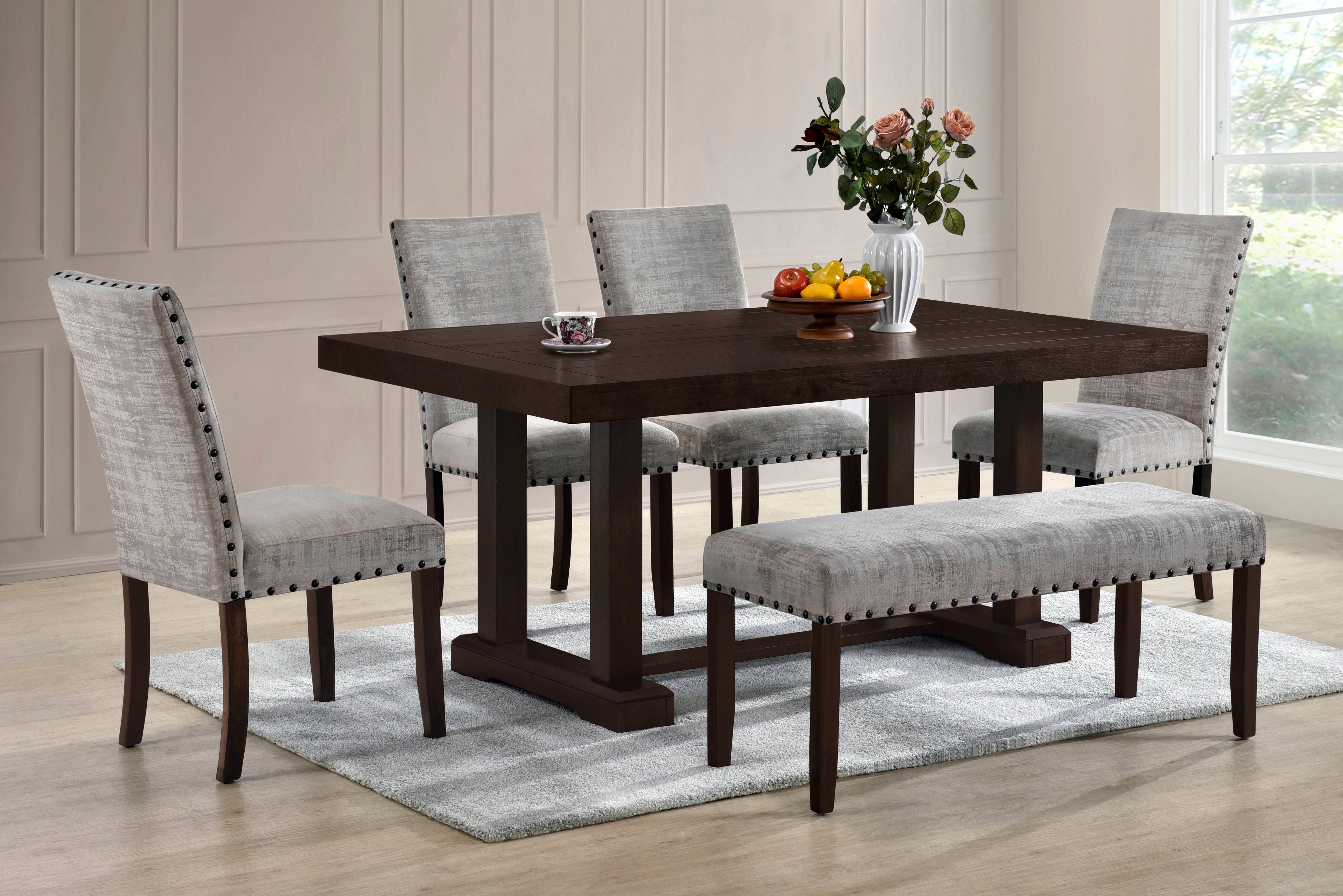 Nadine Dining Table, 4 Chairs and Bench