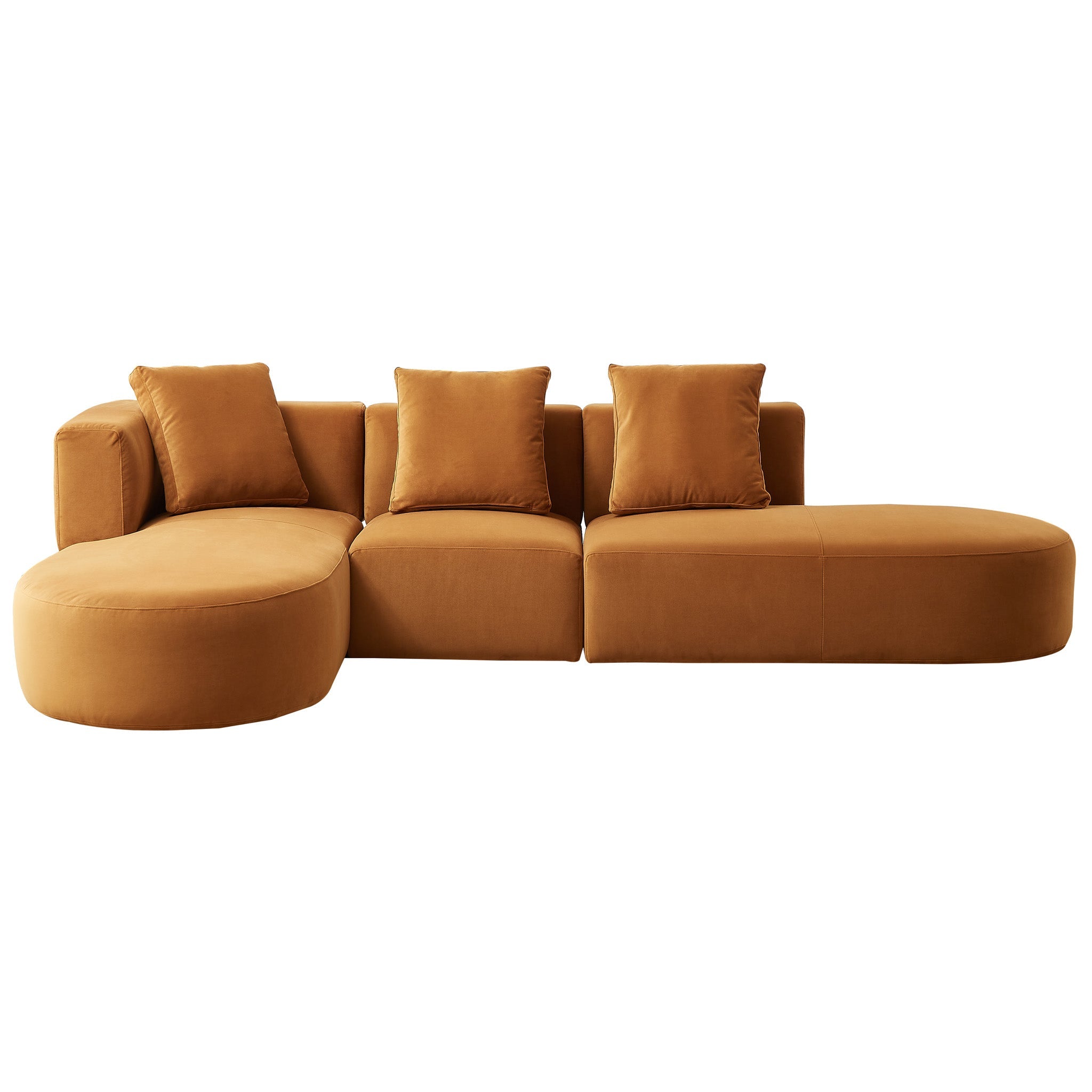 Ulsan Sectional Left Facing Chaise Cognac Velvet