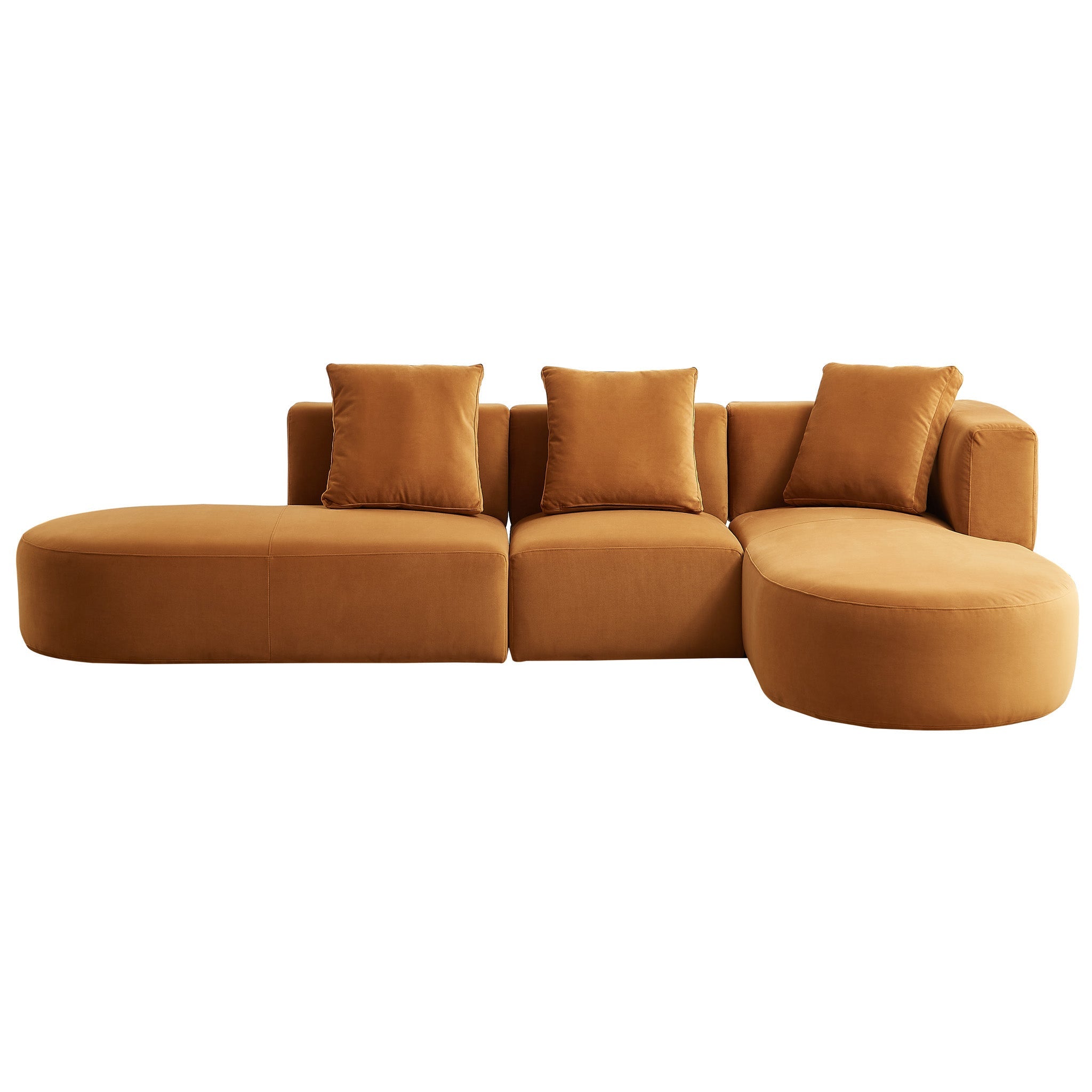 Ulsan Sectional Right Facing Chaise Cognac Velvet