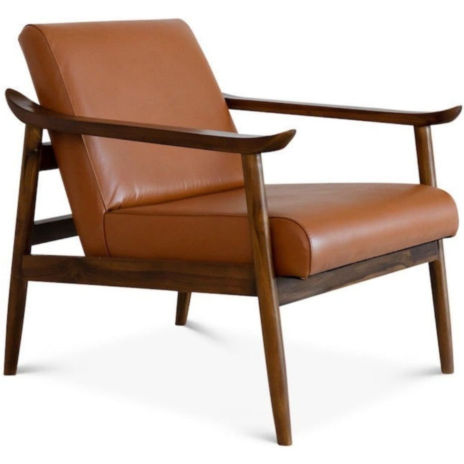 Mameda Leather Lounge Chair Dark Tan