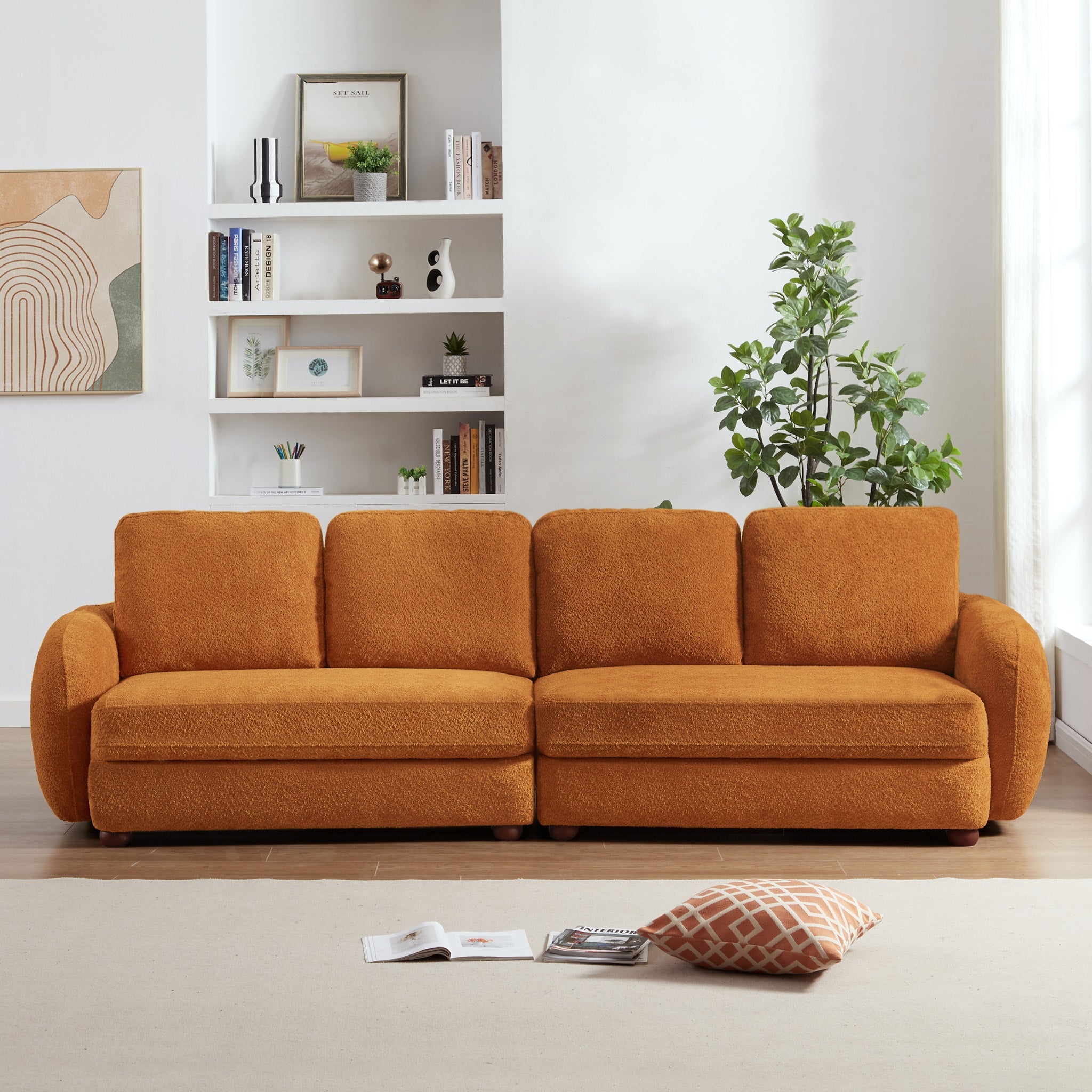 Virgil Burnt Orange Boucle Sofa