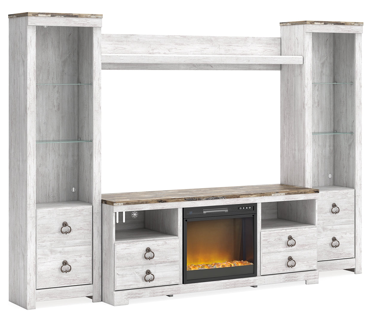 Willowton 4-Piece Entertainment Center with Electric Fireplace