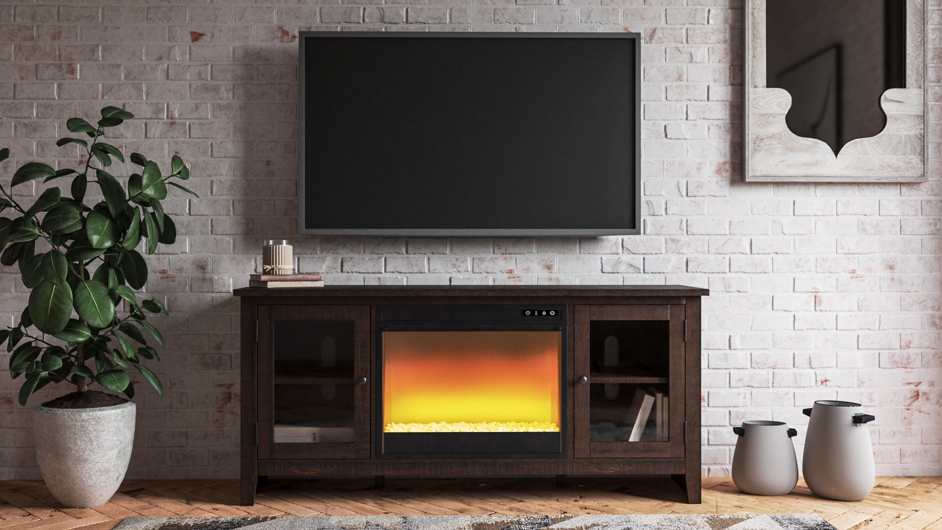 Camiburg 60" TV Stand with Electric Fireplace