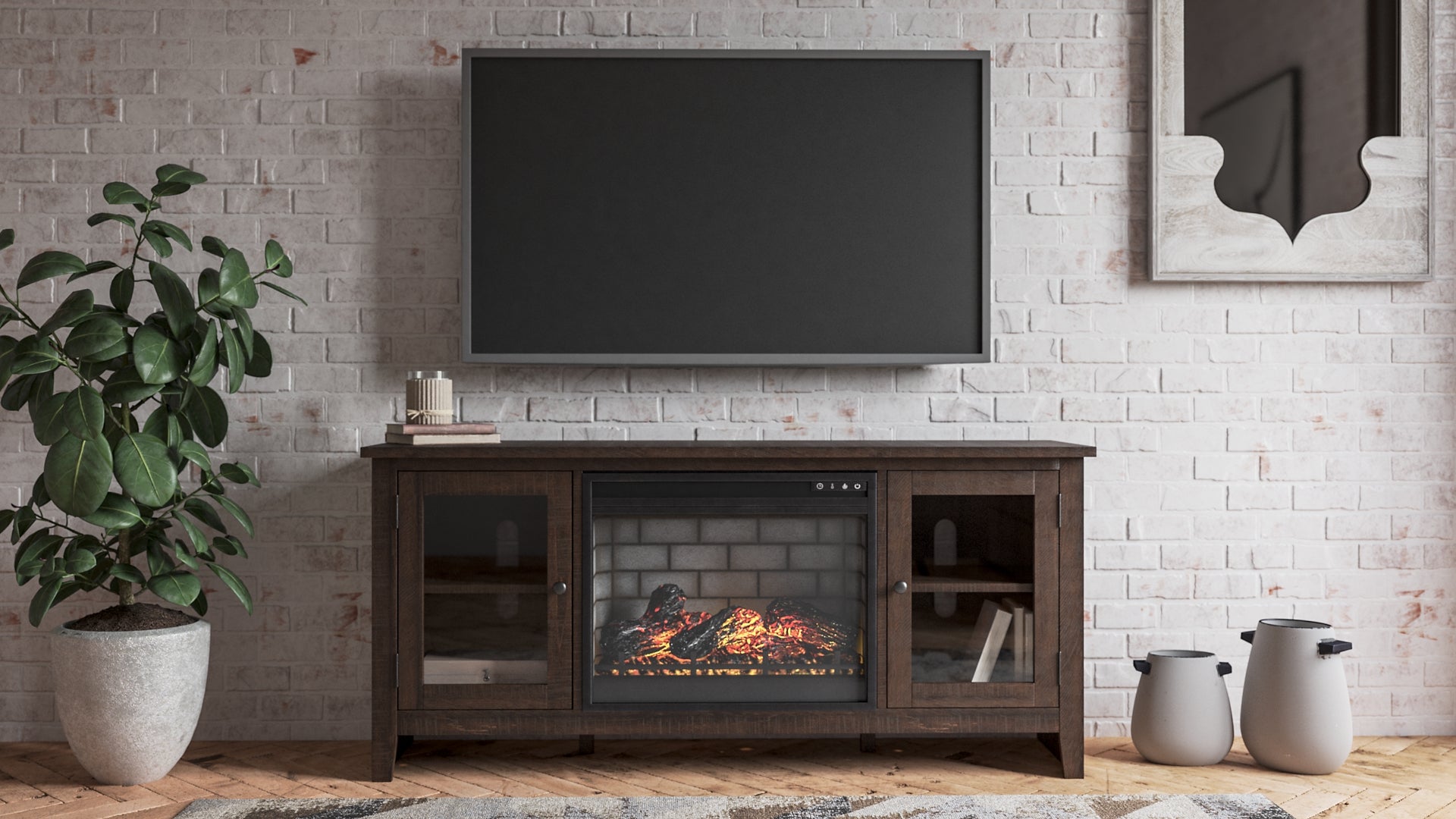 Camiburg 60" TV Stand with Electric Fireplace