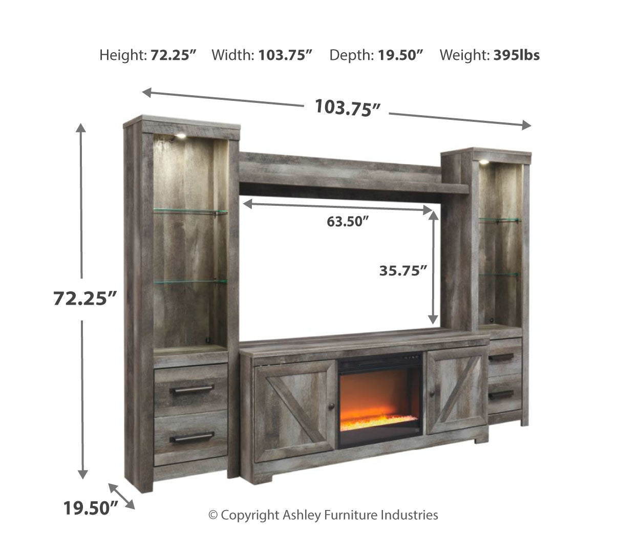 Wynnlow 4-Piece Entertainment Center with Electric Fireplace