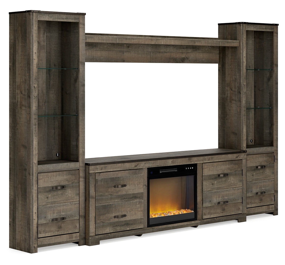 Trinell 4-Piece Entertainment Center with Electric Fireplace