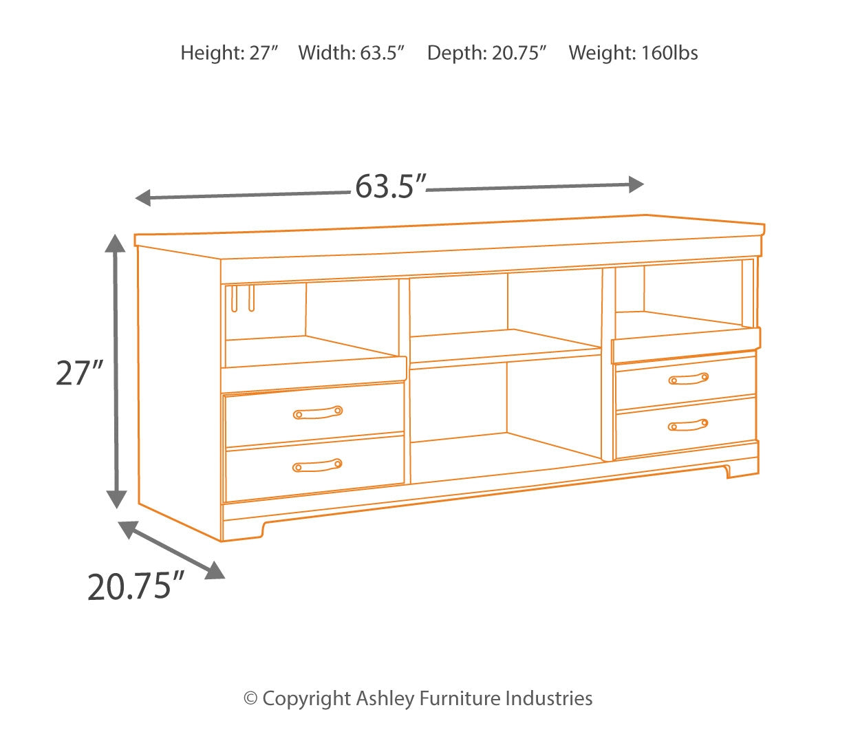 Trinell 63" TV Stand