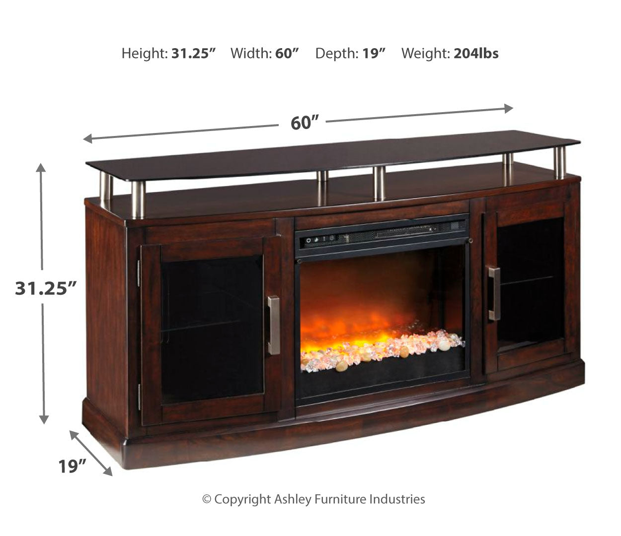 Chanceen 60" TV Stand with Electric Fireplace