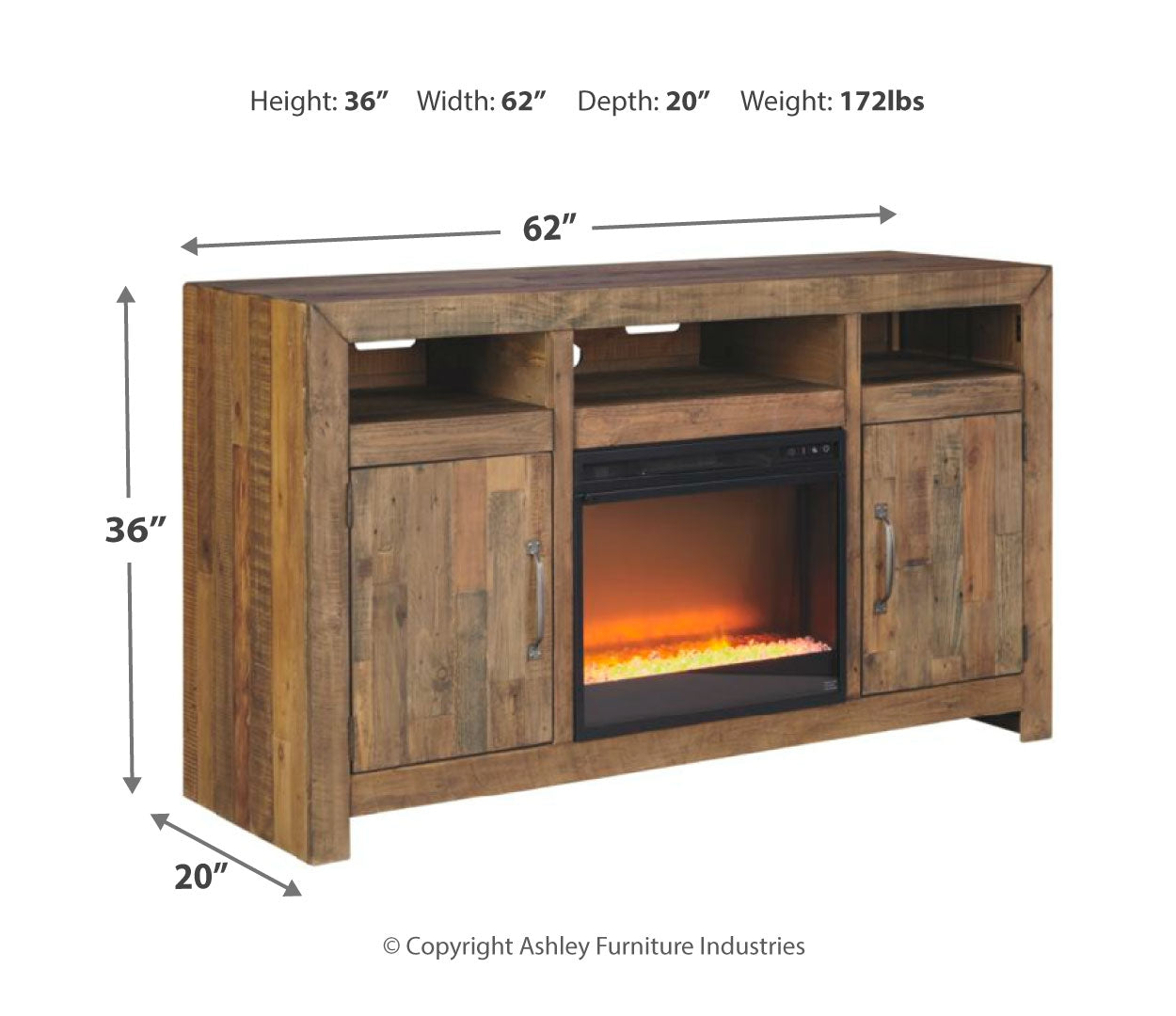 Sommerford 62" TV Stand with Electric Fireplace