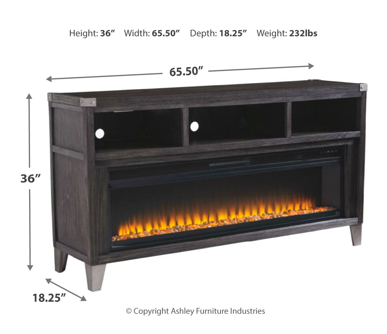 Todoe 65" TV Stand with Electric Fireplace