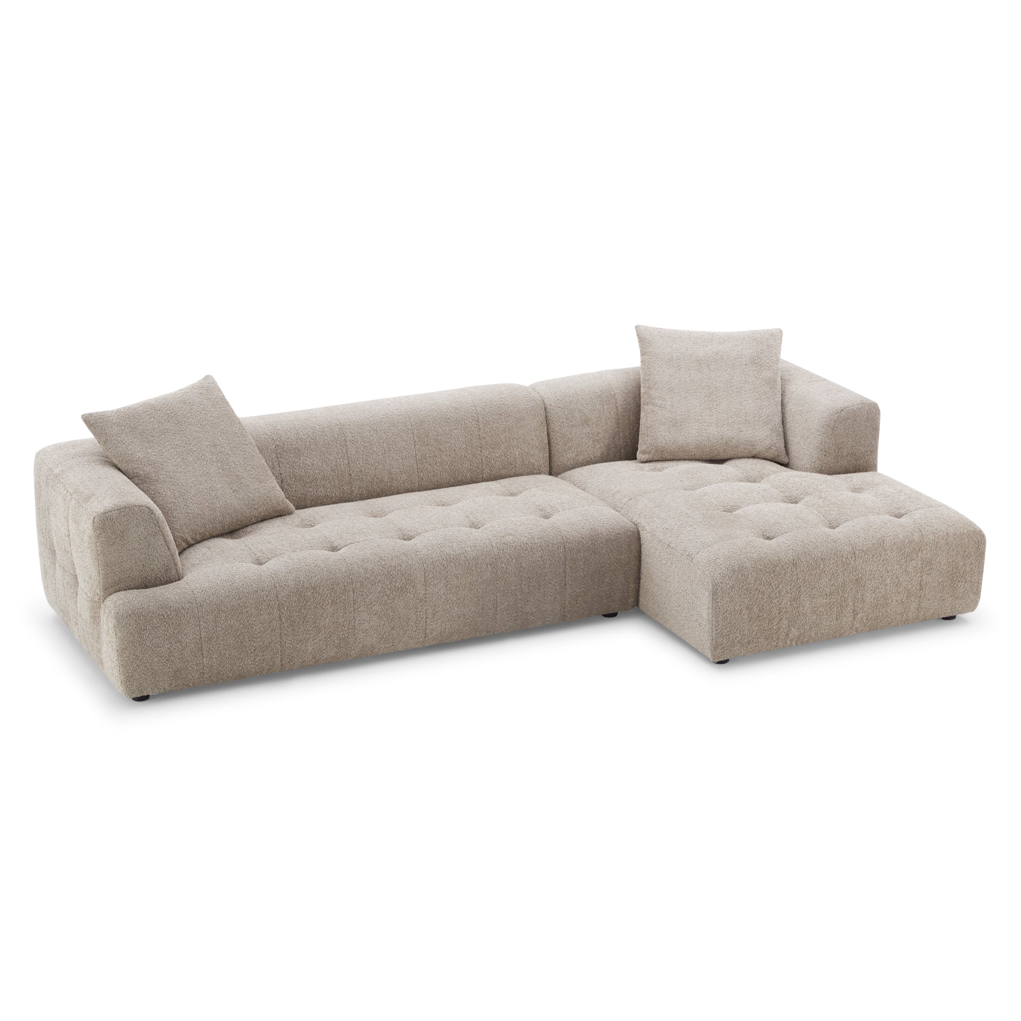 Wade Mocha Boucle L Shaped Right Sectional Sofa