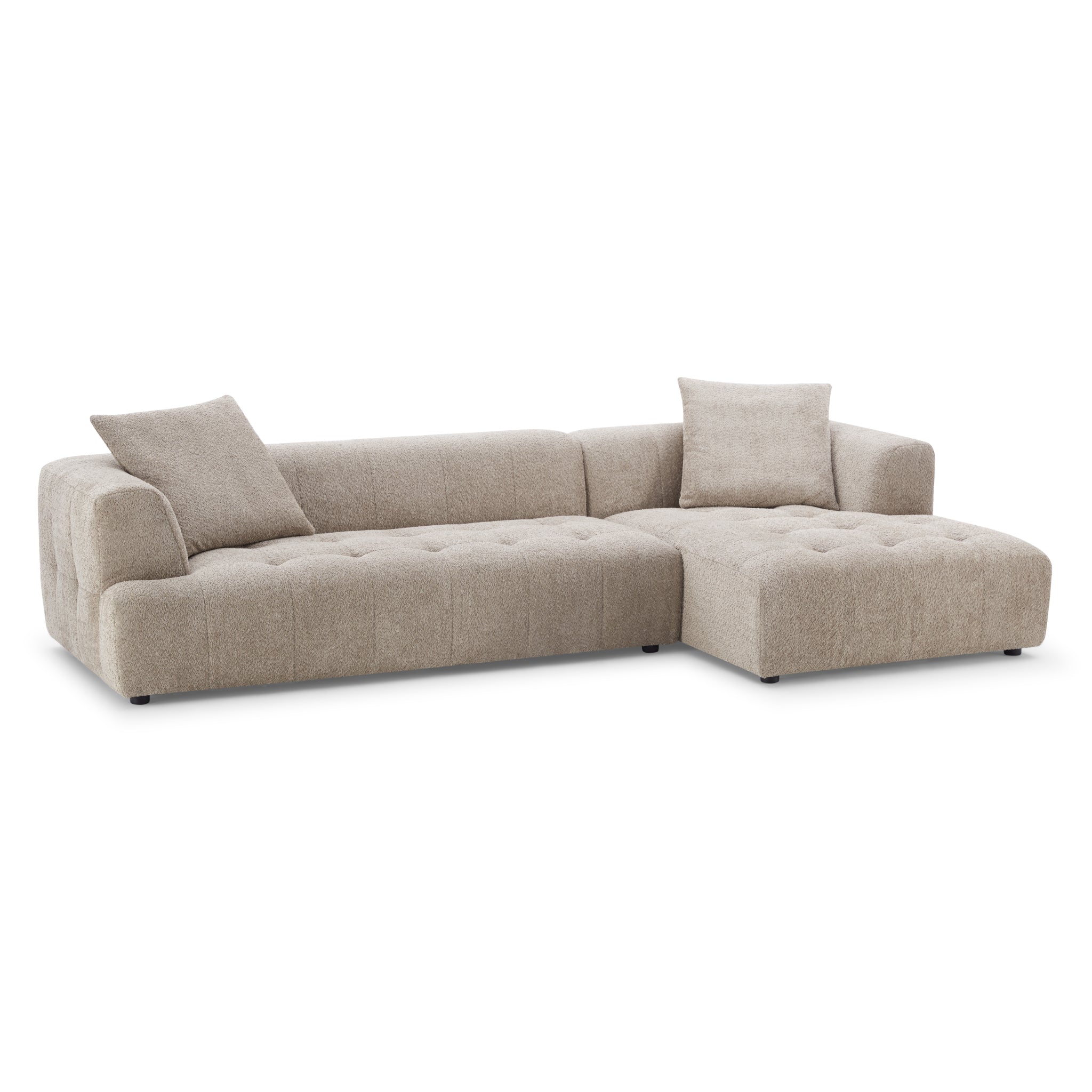 Wade Mocha Boucle L Shaped Right Sectional Sofa