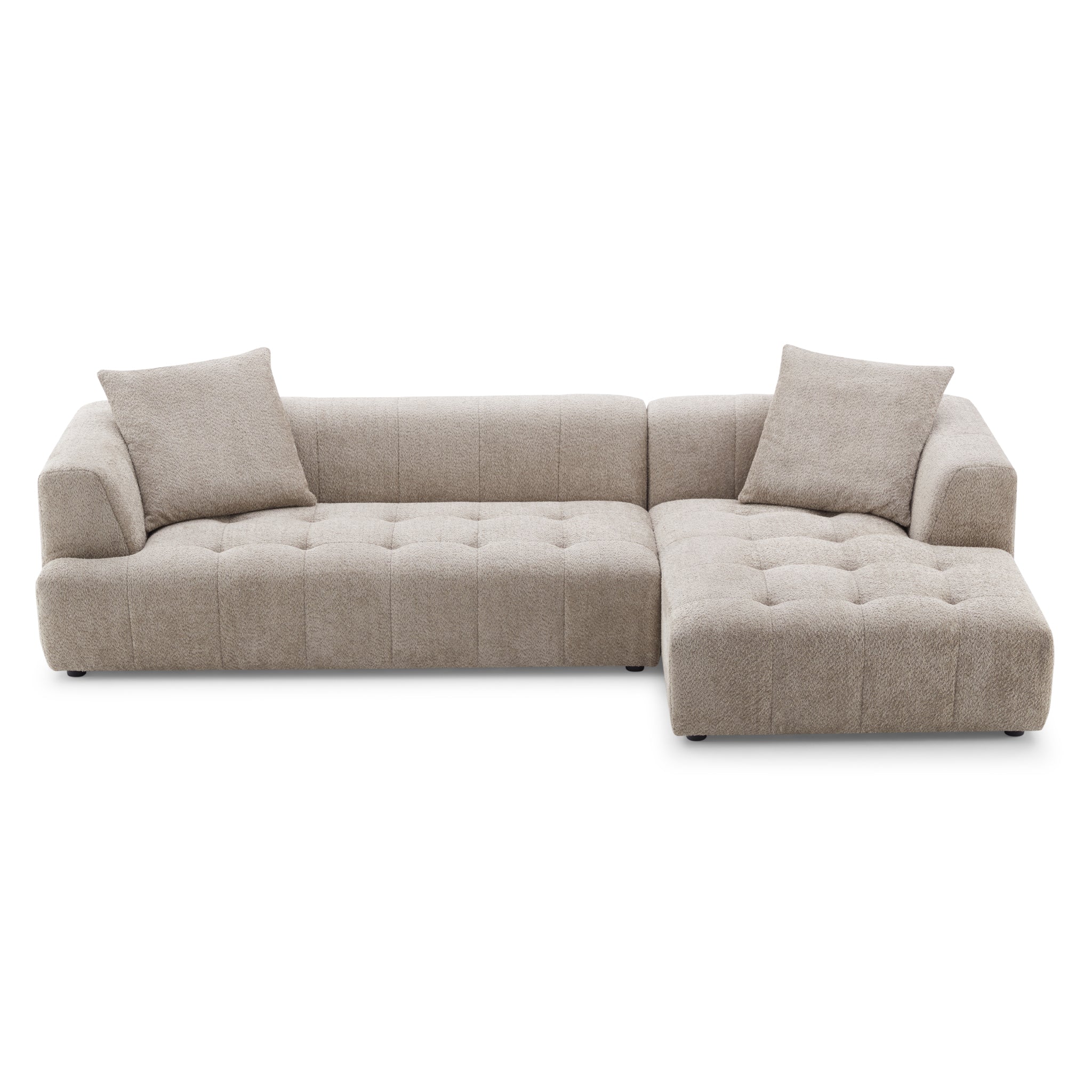 Wade Mocha Boucle L Shaped Right Sectional Sofa