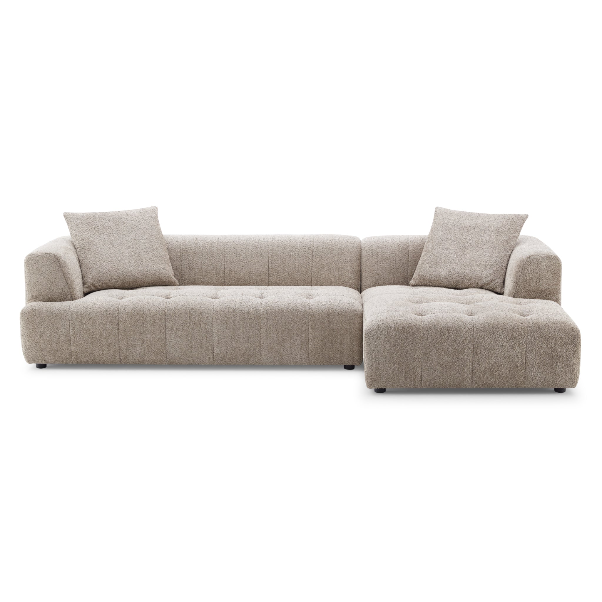 Wade Mocha Boucle L Shaped Right Sectional Sofa