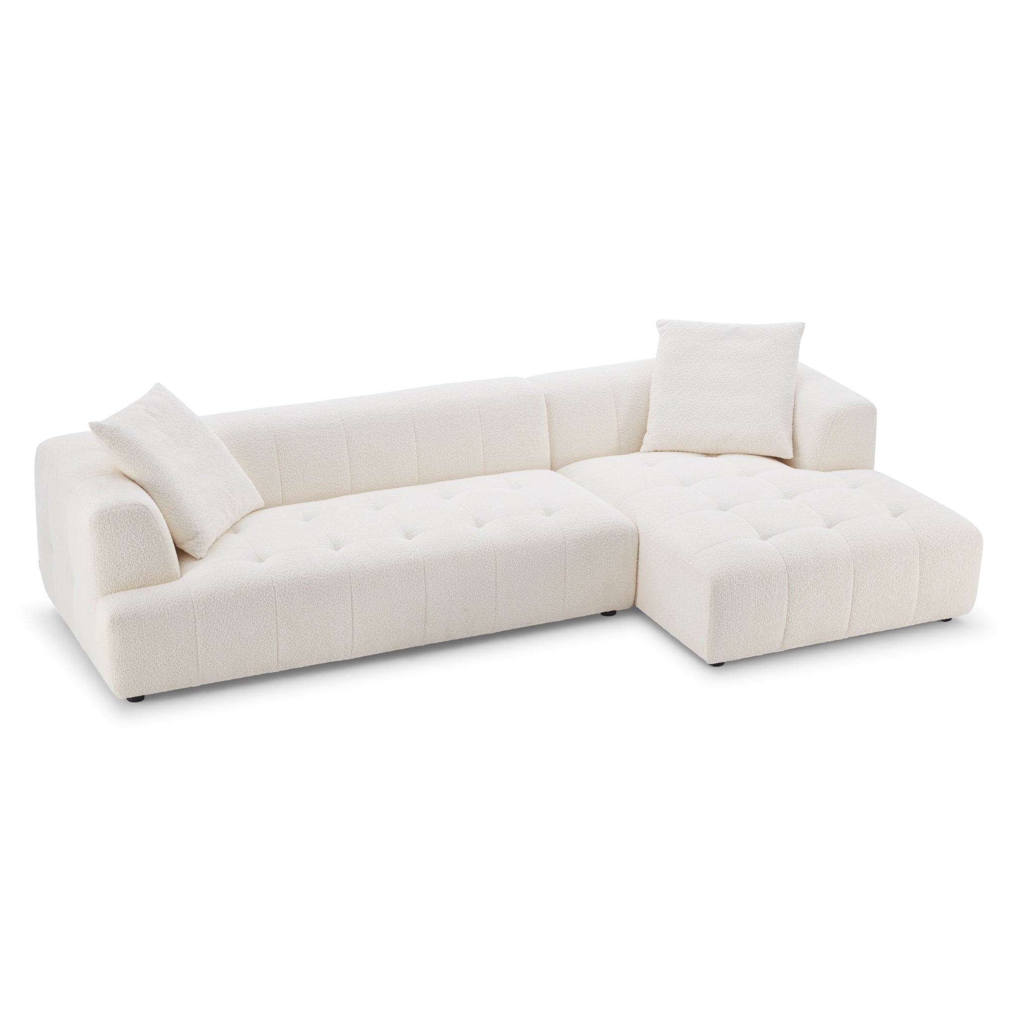 Wade Ivory Boucle Right Facing Chaise Sectional Sofa