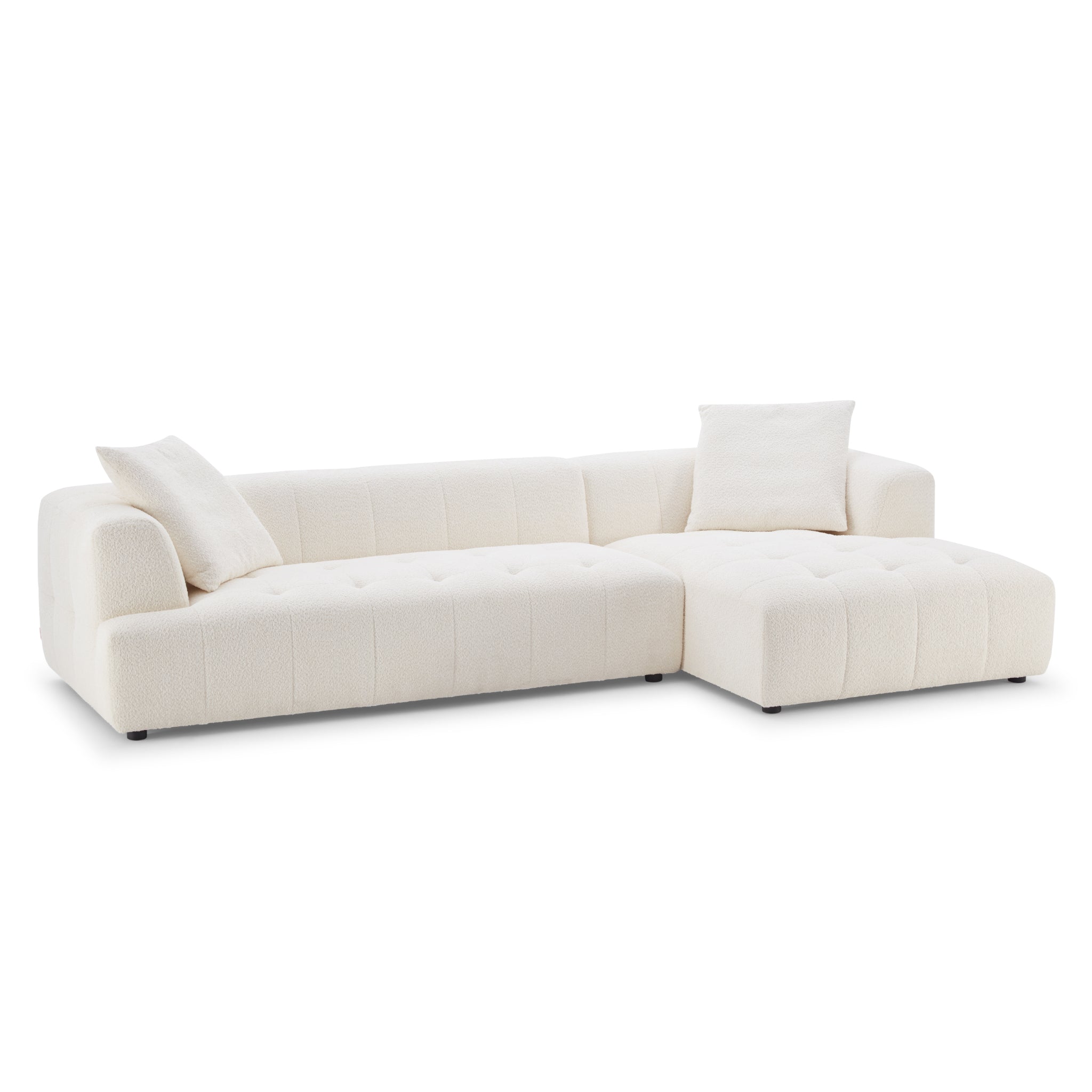 Wade Ivory Boucle Right Facing Chaise Sectional Sofa