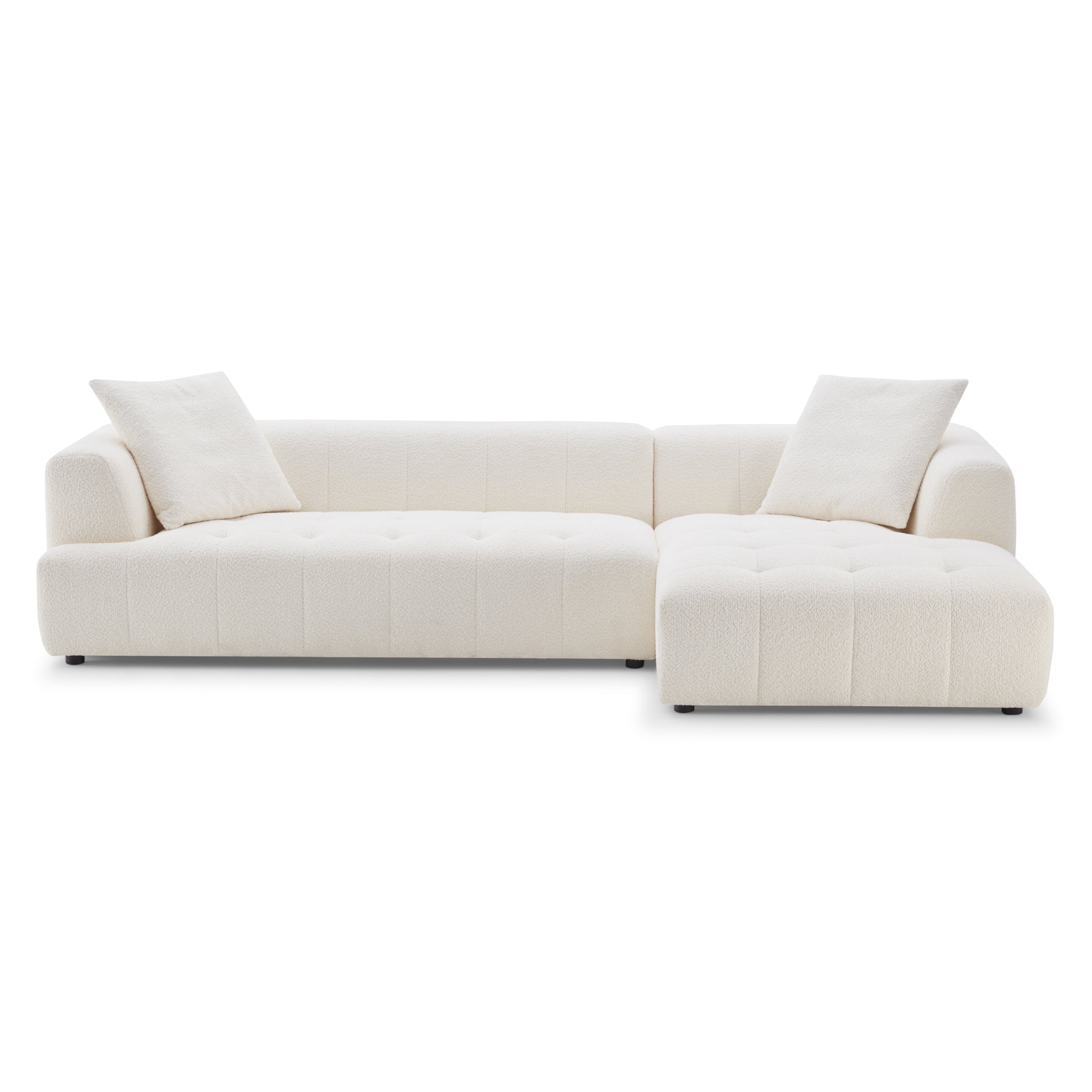 Wade Ivory Boucle Right Facing Chaise Sectional Sofa