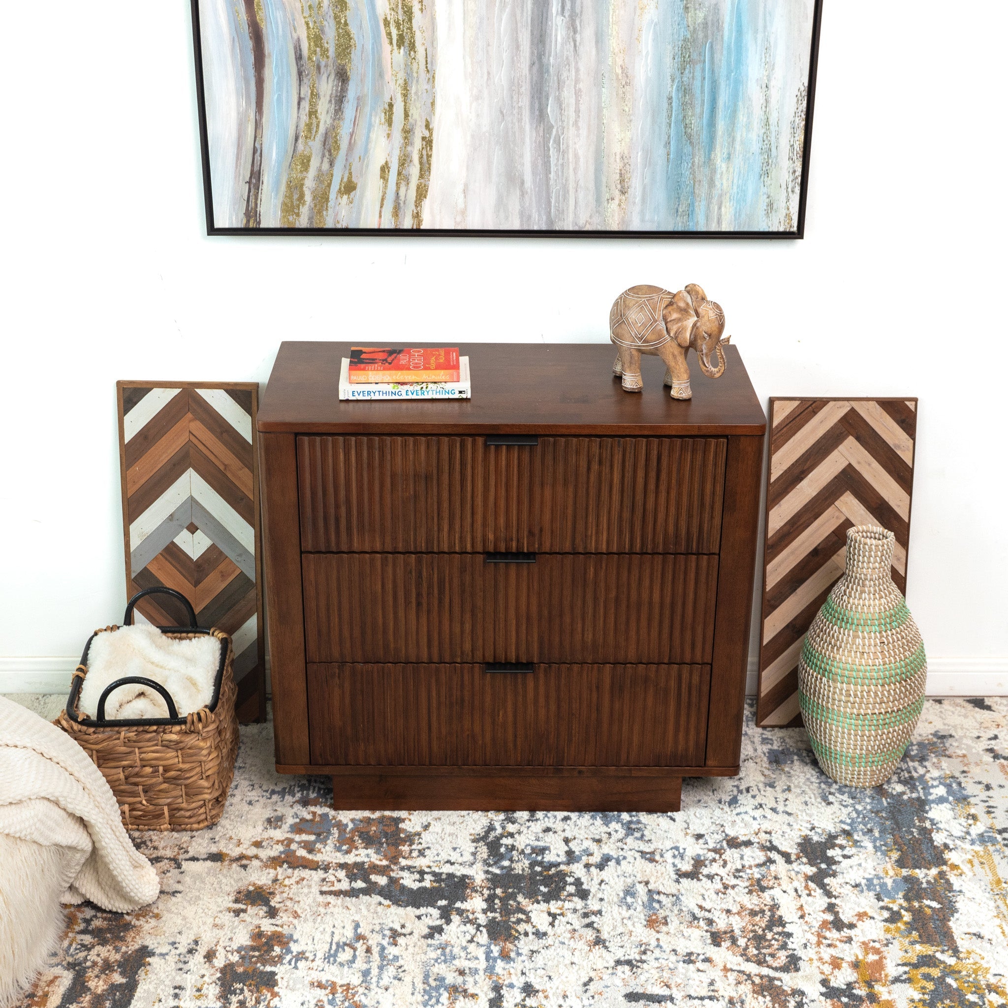 Webster 3 Drawers Walnut Nightstand