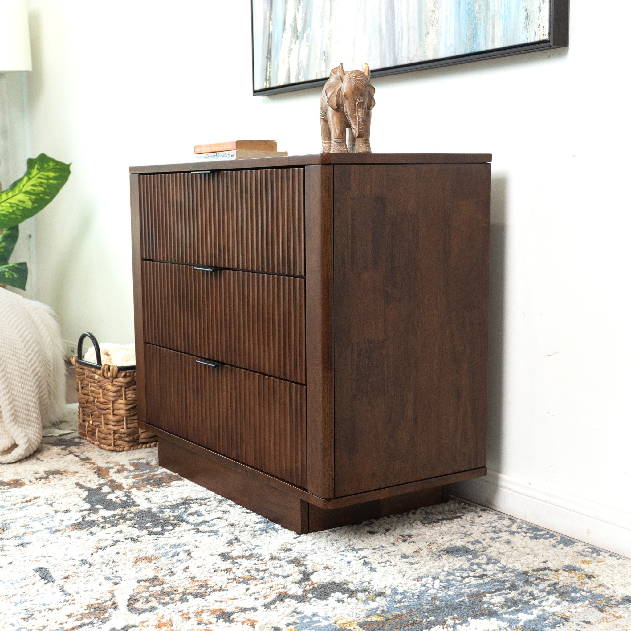 Webster 3 Drawers Walnut Nightstand