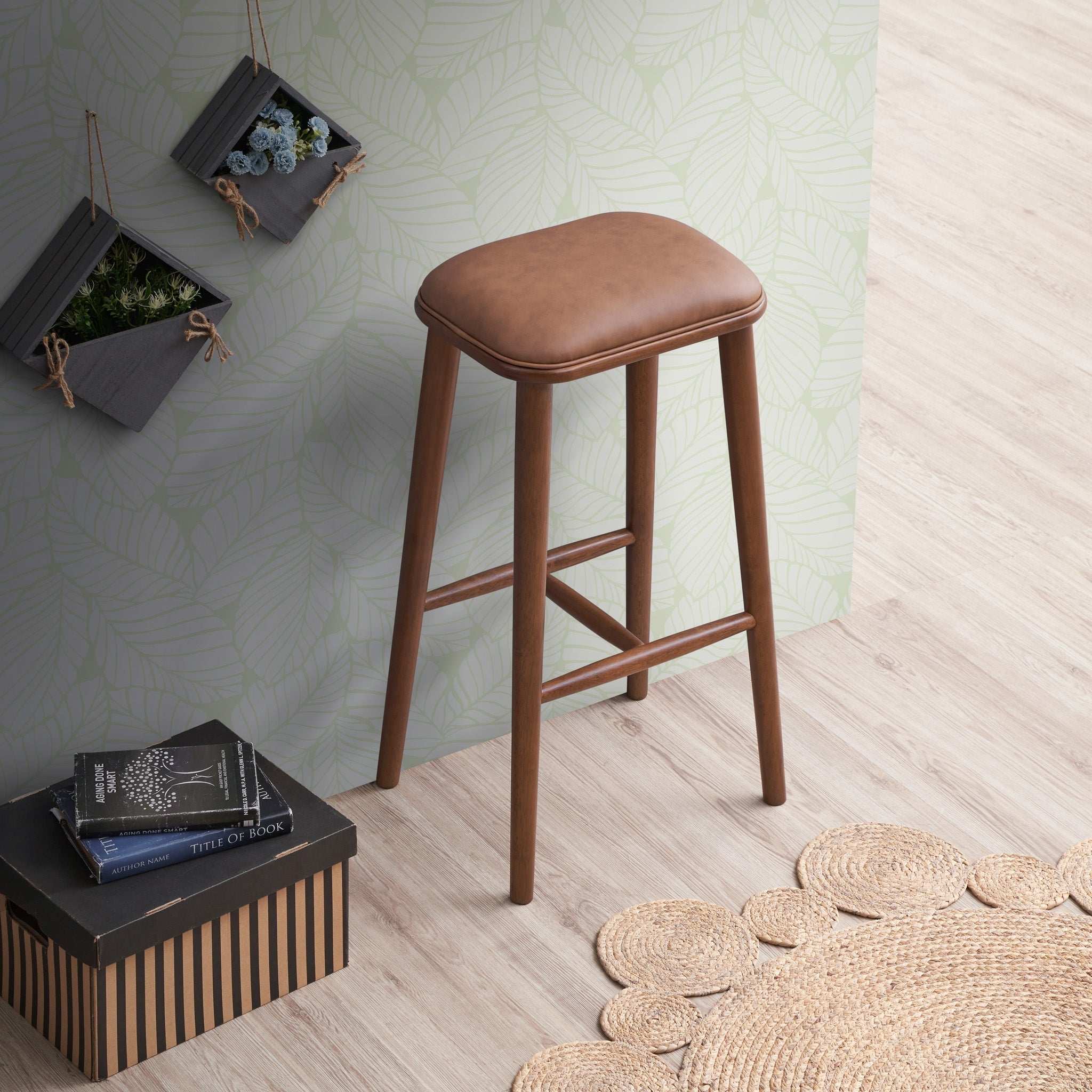 Westbury Vegan Tan Leather Bar Stool