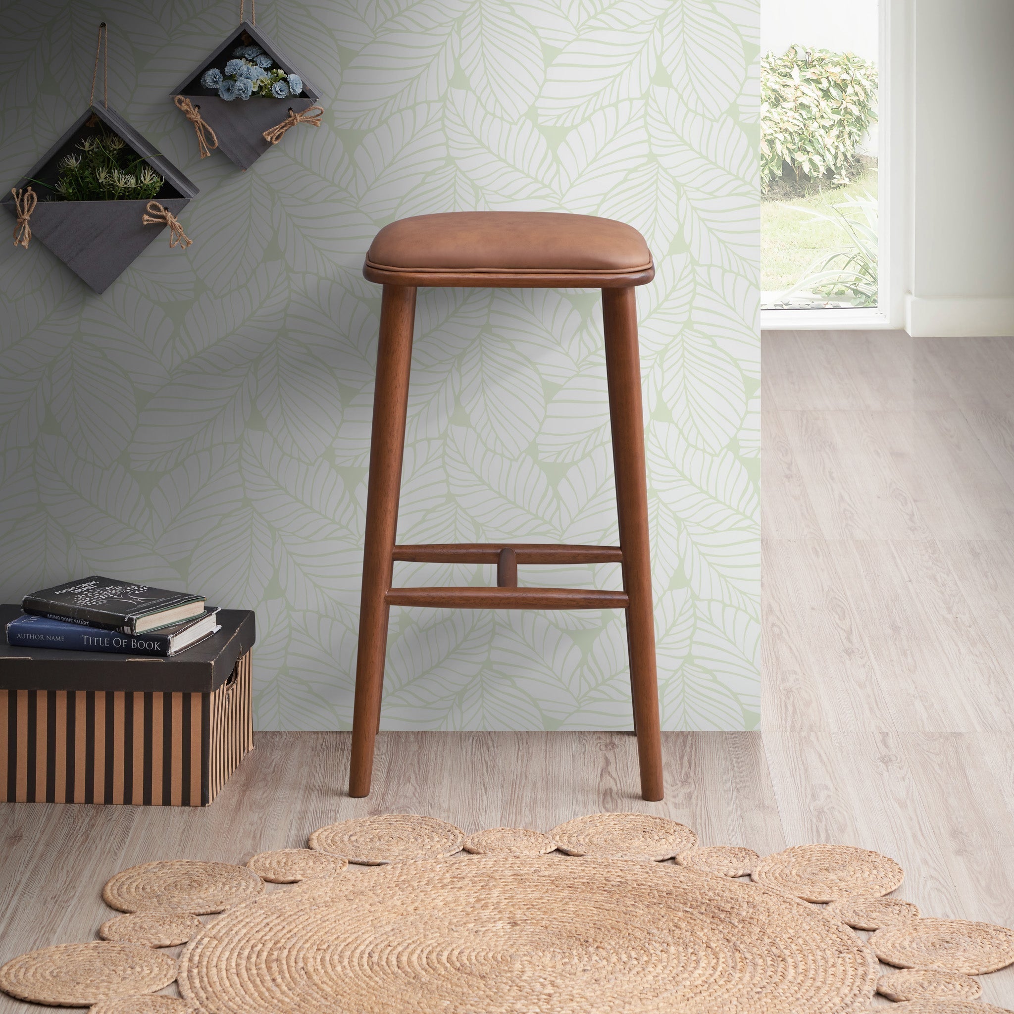 Westbury Vegan Tan Leather Bar Stool