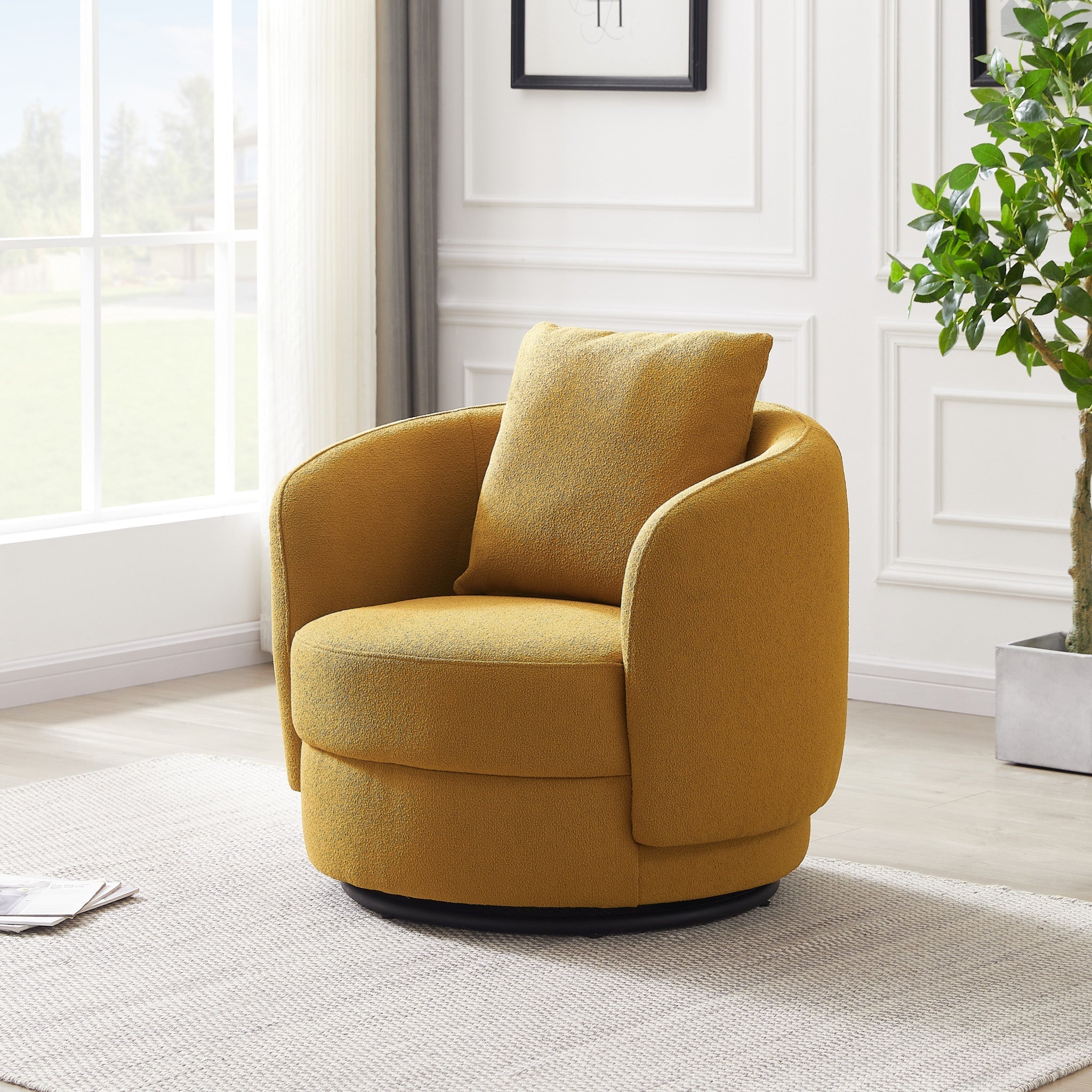 Perth Lounge Chair Gold Boucle