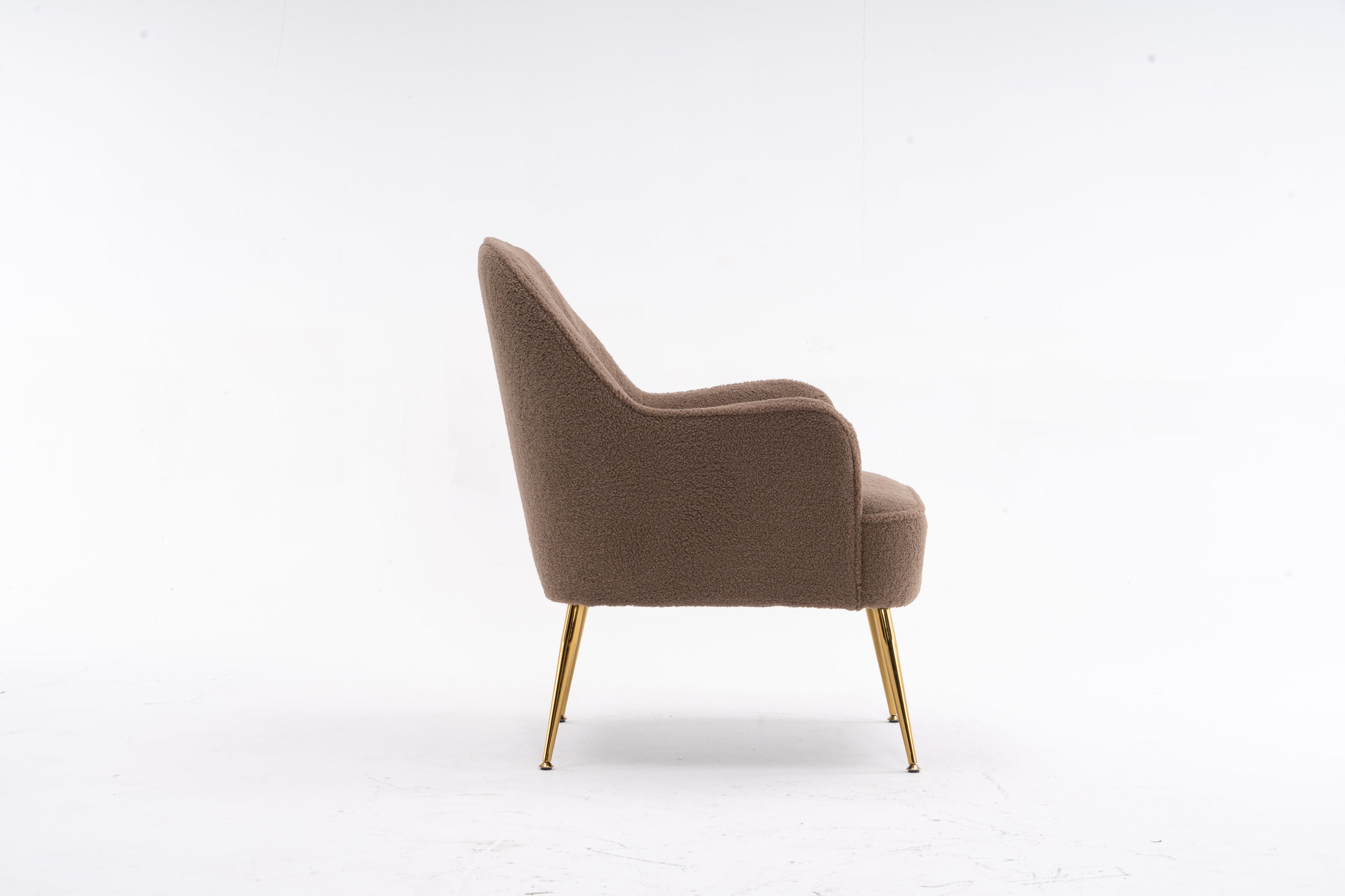 001-Modern Soft Teddy Fabric Accent Chair With Gold Metal Legs For Indoor,Coffee