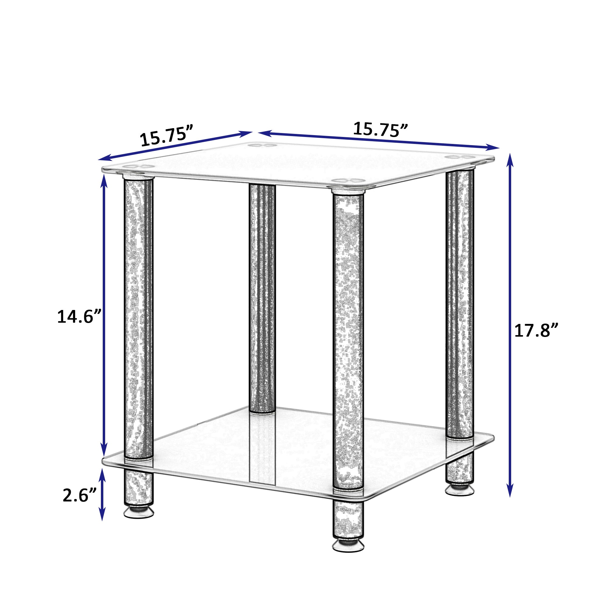 1-Piece White+Black Side Table , 2-Tier Space End Table ,Modern Night Stand, Sofa table, Side Table with Storage Shelve