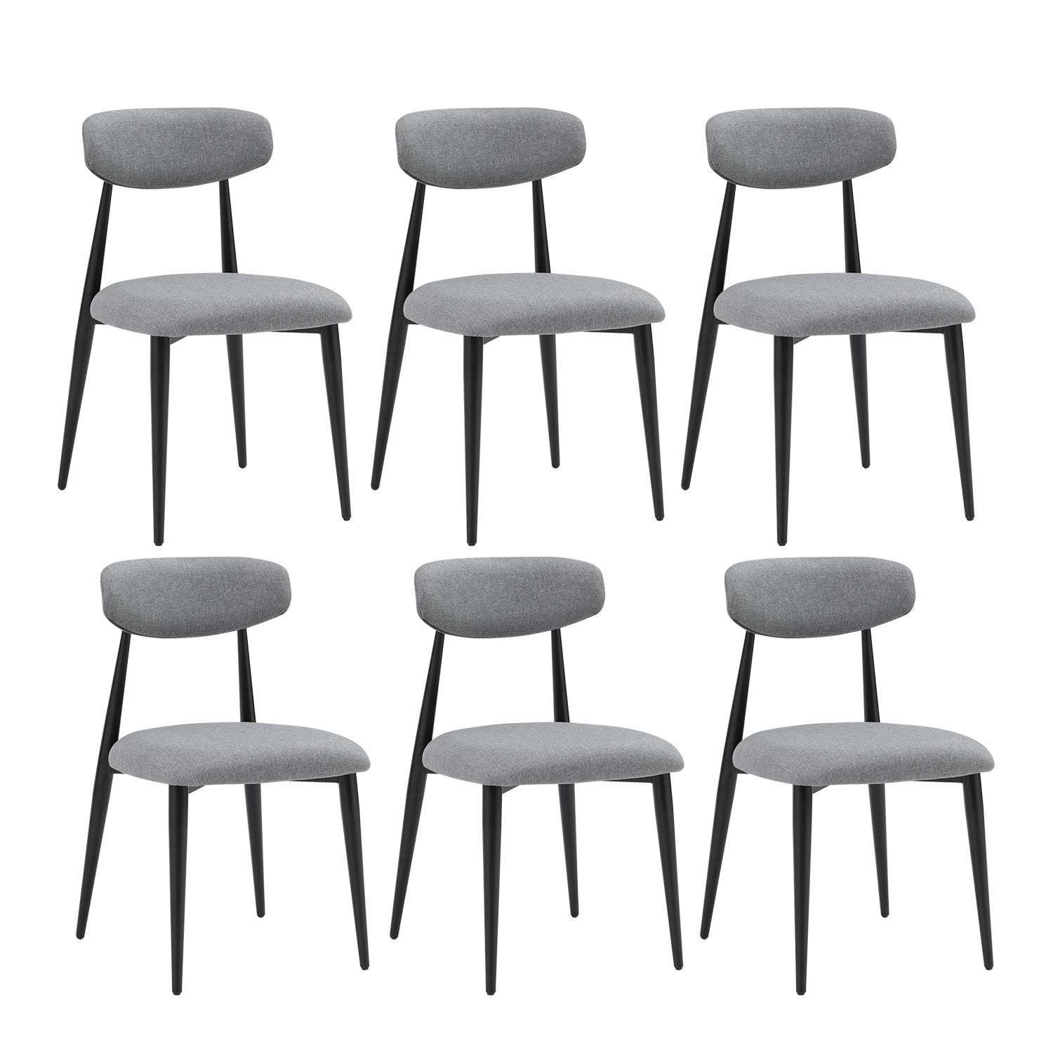 (Set of 6) Dining Chairs, Upholstered Chairs with Metal Legs for Kitchen Dining Room,Grey