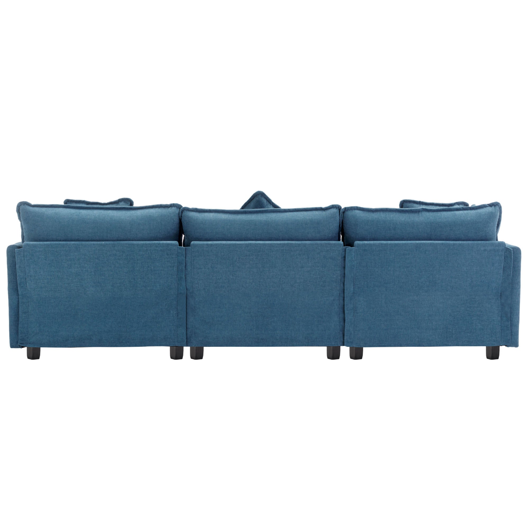 112.2" L-Shape Chenille Upholstered Sofa for Living Room Modern Luxury Sofa Couch with Ottoman, 5 Pillows, Blue