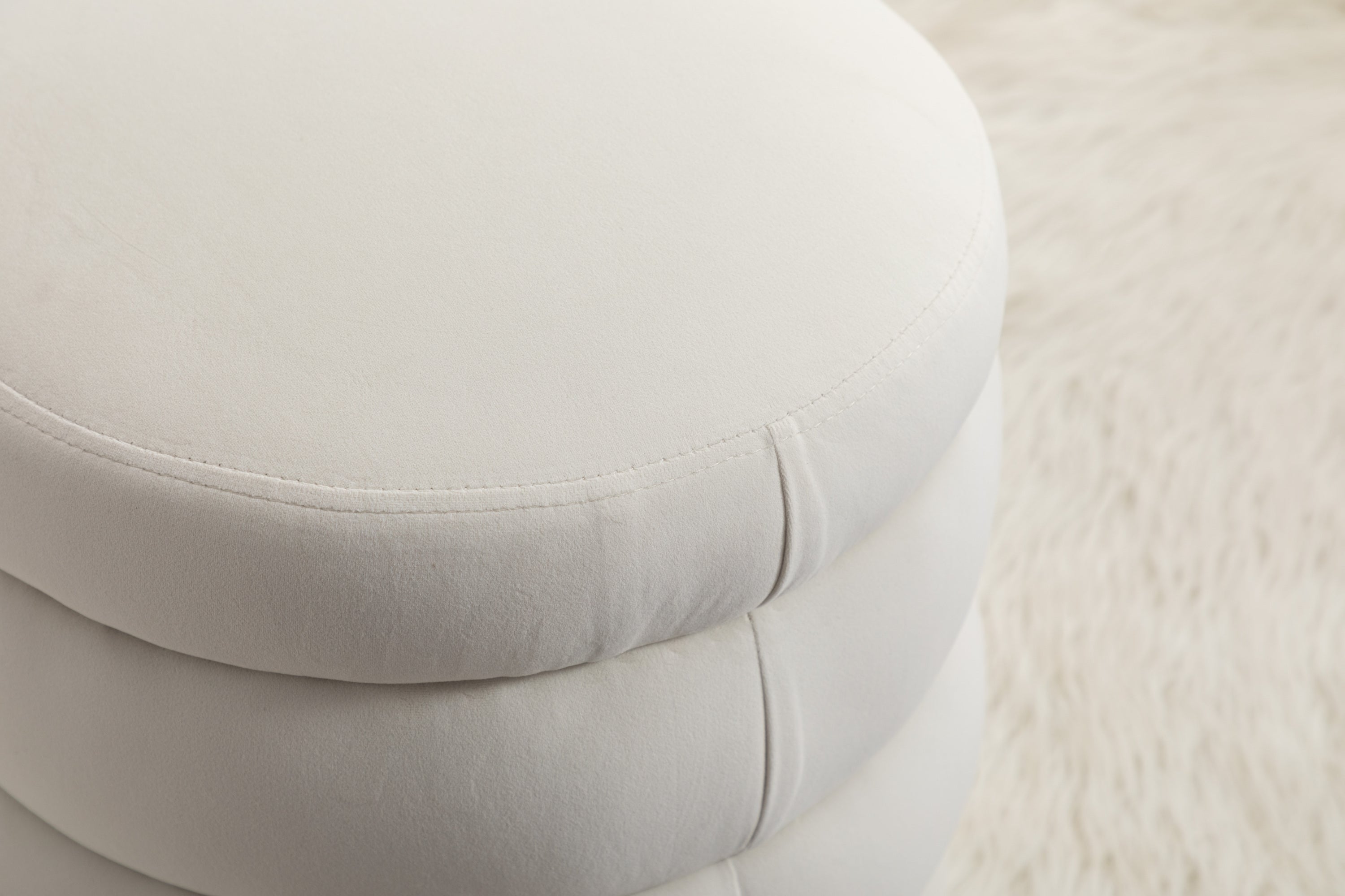 006-Soft Velvet Round Ottoman Footrest Stool